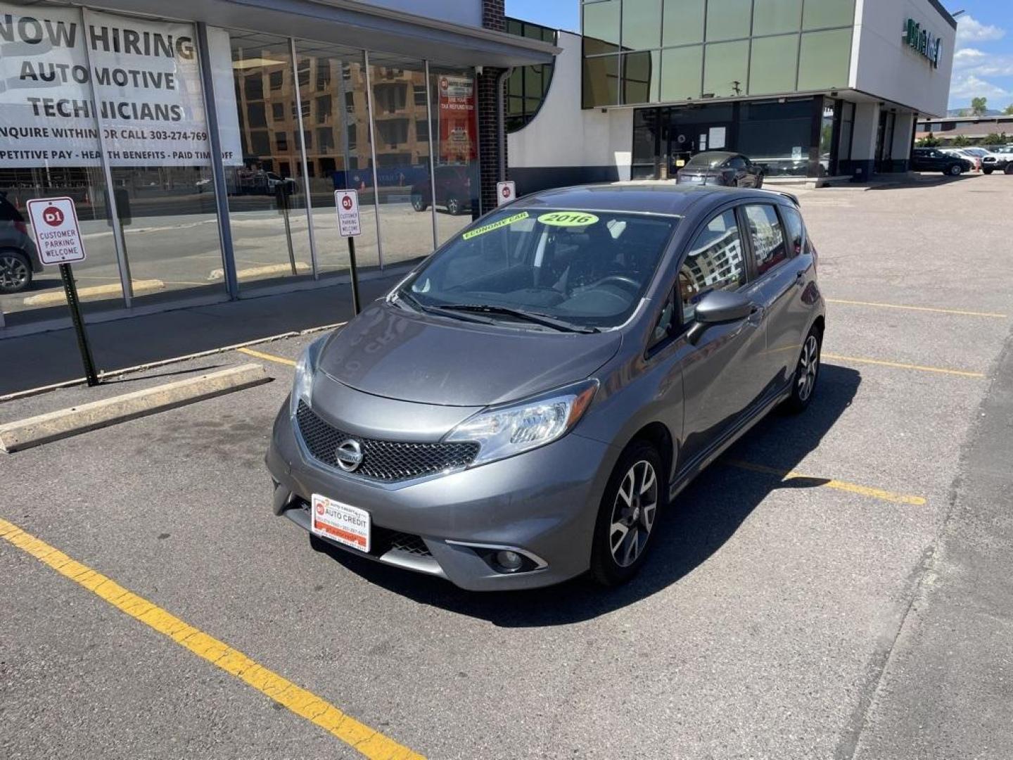 2016 Gun Metallic /Charcoal Nissan Versa Note SR (3N1CE2CP7GL) with an 1.6L 4-Cylinder DOHC 16V engine, CVT transmission, located at 8595 Washington St., Thornton, CO, 80229, (303) 287-5511, 39.852348, -104.978447 - 2016 Nissan Versa Note<br><br>D1 Auto NEVER charges dealer fees! All cars have clean titles and have been inspected for mechanical issues. We have financing for everyone. Good credit, bad credit, first time buyers.<br><br>Please call Lakewood Location 303-274-7692 or Thornton 303-287-5511 to schedul - Photo#1