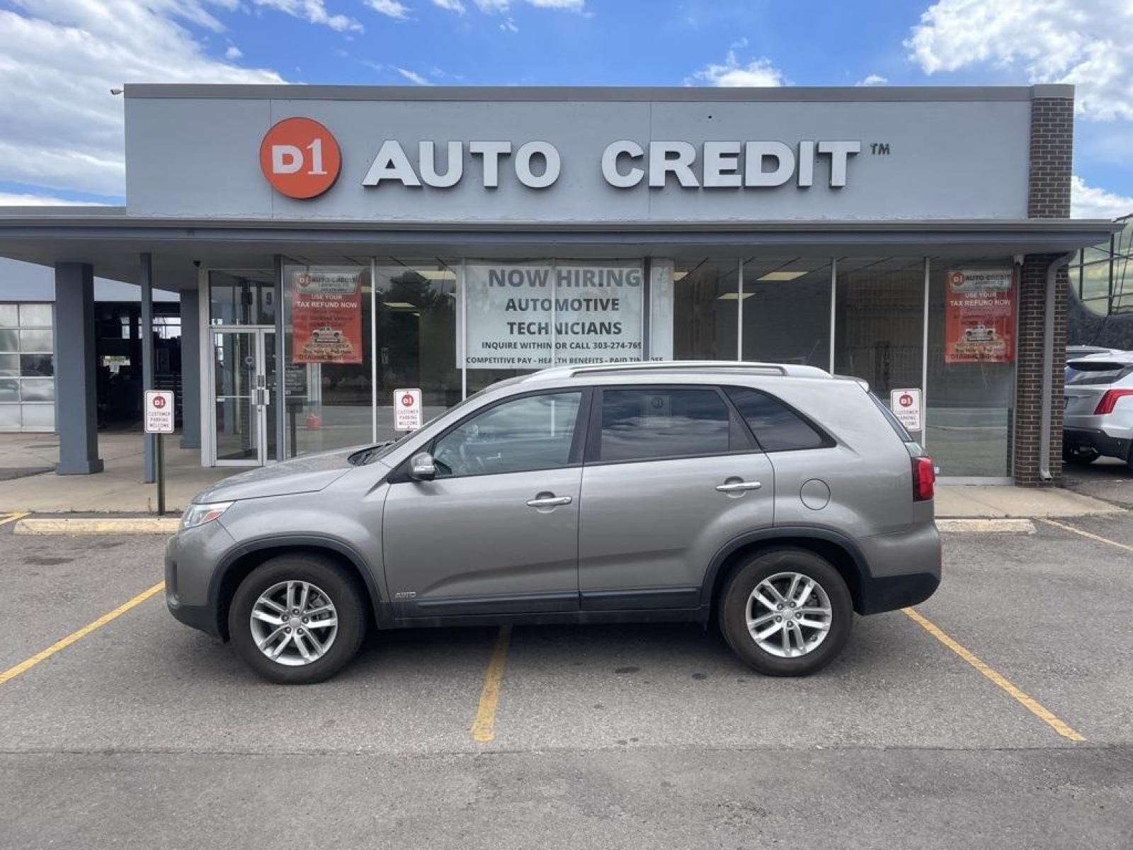 2015 Titanium Silver /Black Kia Sorento LX (5XYKTDA73FG) with an 3.3L V6 DGI Dual CVVT engine, Automatic transmission, located at 8595 Washington St., Thornton, CO, 80229, (303) 287-5511, 39.852348, -104.978447 - 2015 Kia Sorento<br><br>D1 Auto NEVER charges dealer fees! All cars have clean titles and have been inspected for mechanical issues. We have financing for everyone. Good credit, bad credit, first time buyers.<br>Clean CARFAX. Odometer is 14108 miles below market average!<br>Please call Lakewood Loca - Photo #0