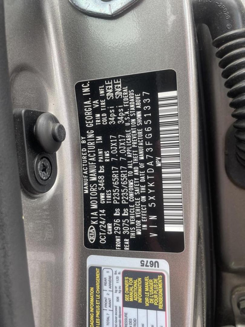 2015 Titanium Silver /Black Kia Sorento LX (5XYKTDA73FG) with an 3.3L V6 DGI Dual CVVT engine, Automatic transmission, located at 8595 Washington St., Thornton, CO, 80229, (303) 287-5511, 39.852348, -104.978447 - 2015 Kia Sorento<br><br>D1 Auto NEVER charges dealer fees! All cars have clean titles and have been inspected for mechanical issues. We have financing for everyone. Good credit, bad credit, first time buyers.<br>Clean CARFAX. Odometer is 12429 miles below market average!<br>Please call Lakewood Loca - Photo#12