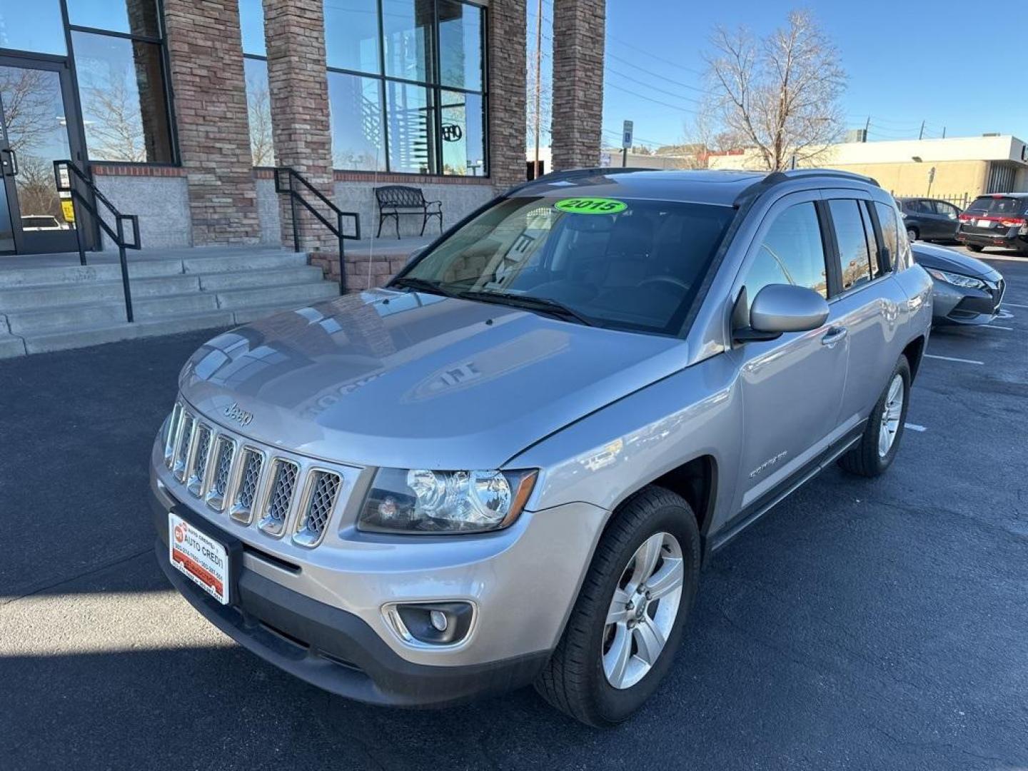 2015 Billet Silver Metallic Clearcoat /Gray Jeep Compass Altitude (1C4NJDEBXFD) with an 2.4L I4 DOHC 16V Dual VVT engine, Automatic transmission, located at 8595 Washington St., Thornton, CO, 80229, (303) 287-5511, 39.852348, -104.978447 - D1 Auto NEVER charges dealer fees! All cars have clean titles and have been inspected for mechanical issues. We have financing for everyone. Good credit, bad credit, first time buyers. <br><br>2015 Jeep Compass<br>Leather, Heated Seats, Power Seats, 6-Speed Automatic, 4WD.<br><br>Please call or text - Photo#1