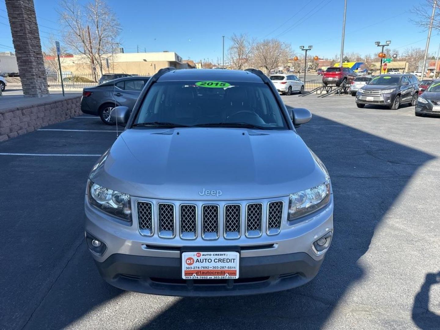 2015 Billet Silver Metallic Clearcoat /Gray Jeep Compass Altitude (1C4NJDEBXFD) with an 2.4L I4 DOHC 16V Dual VVT engine, Automatic transmission, located at 8595 Washington St., Thornton, CO, 80229, (303) 287-5511, 39.852348, -104.978447 - D1 Auto NEVER charges dealer fees! All cars have clean titles and have been inspected for mechanical issues. We have financing for everyone. Good credit, bad credit, first time buyers. <br><br>2015 Jeep Compass<br>Leather, Heated Seats, Power Seats, 6-Speed Automatic, 4WD.<br><br>Please call or text - Photo#2
