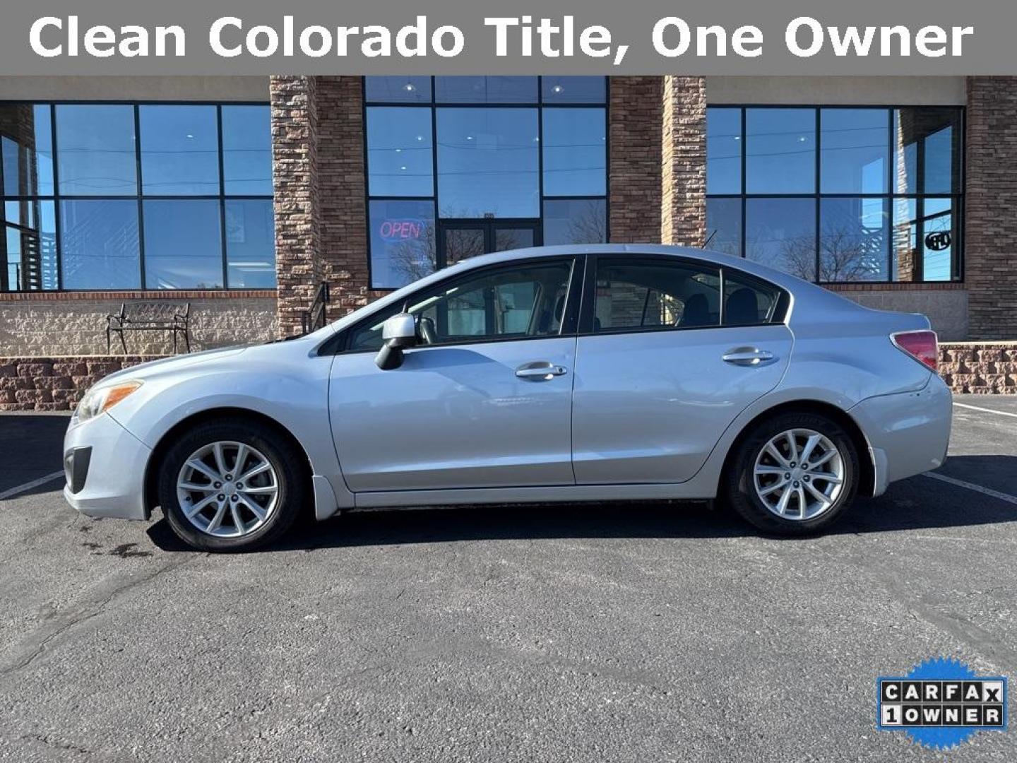 2013 Ice Silver Metallic /Black Subaru Impreza 2.0i Premium (JF1GJAC60DH) with an 2.0L 4-Cylinder SMPI DOHC 16V engine, CVT transmission, located at 8595 Washington St., Thornton, CO, 80229, (303) 287-5511, 39.852348, -104.978447 - 2013 Subaru Impreza CARFAX One-Owner. AWD<br><br>D1 Auto NEVER charges dealer fees! All cars have clean titles and have been inspected for mechanical issues. We have financing for everyone. Good credit, bad credit, first time buyers.<br>Clean CARFAX.<br>Please call Lakewood Location 303-274-7692 or - Photo#4