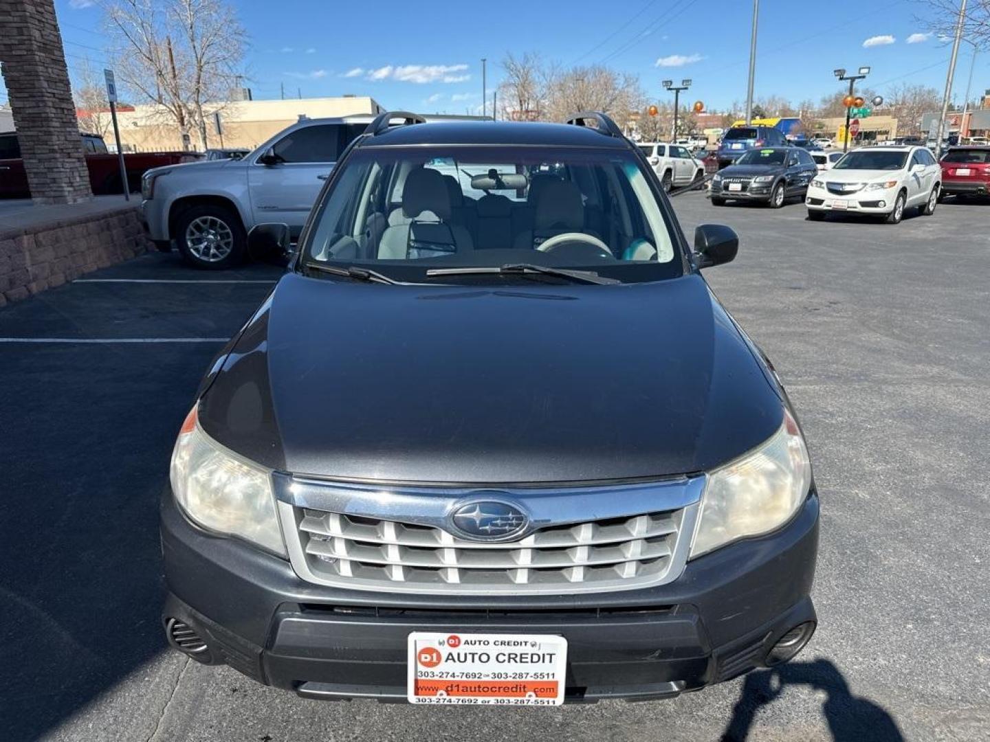 2012 Dark Gray Metallic /Platinum Subaru Forester 2.5X (JF2SHBBC1CH) with an H4 engine, Automatic transmission, located at 8595 Washington St., Thornton, CO, 80229, (303) 287-5511, 39.852348, -104.978447 - 2012 Subaru Forester<br><br>D1 Auto NEVER charges dealer fees! All cars have clean titles and have been inspected for mechanical issues. We have financing for everyone. Good credit, bad credit, first time buyers.<br>Odometer is 8700 miles below market average!<br>Please call Lakewood Location 303-27 - Photo#1