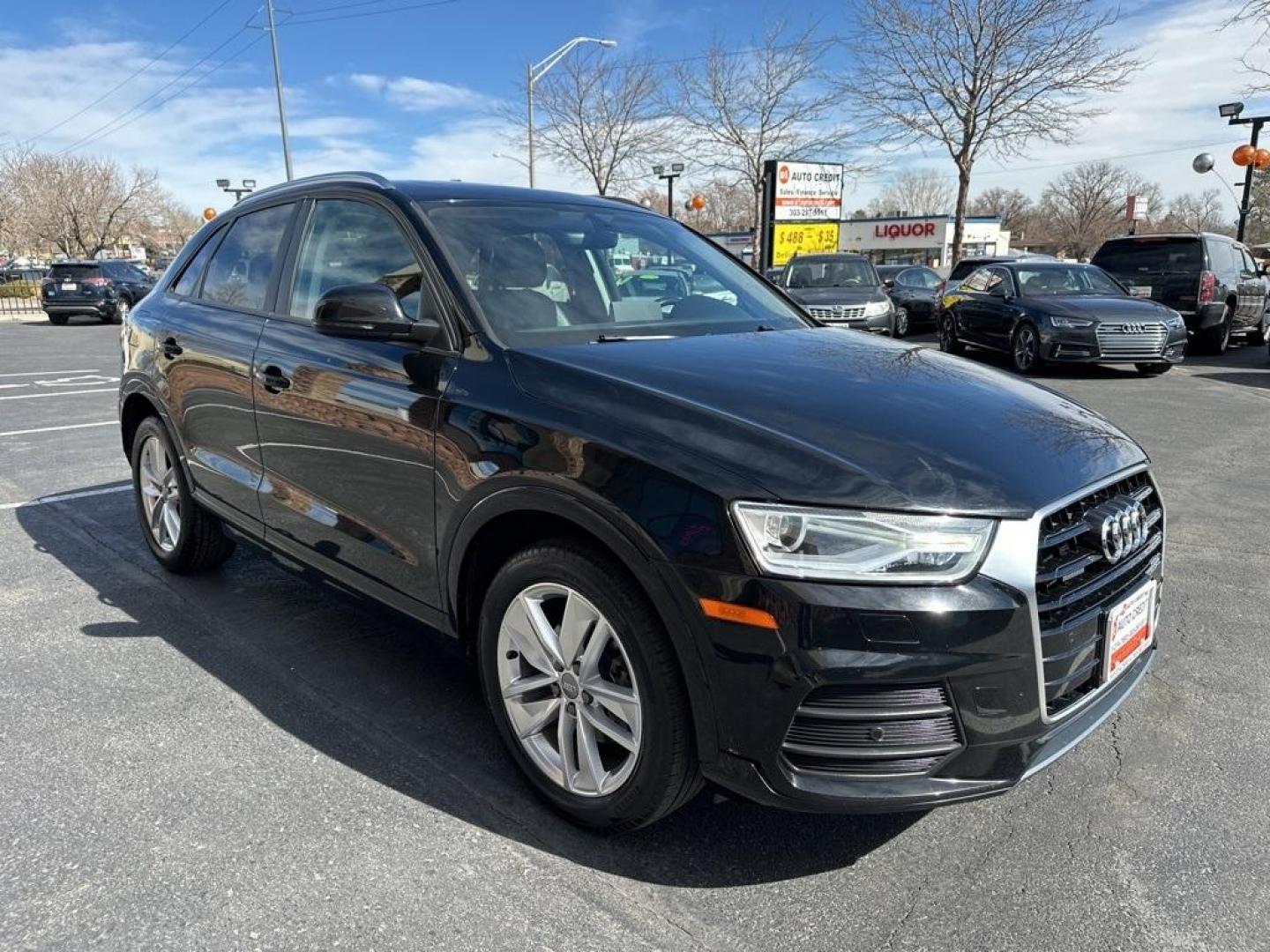 2017 Black /Black Audi Q3 2.0T Premium (WA1ECCFS6HR) with an 2.0L 4-Cylinder TFSI engine, Automatic transmission, located at 8595 Washington St., Thornton, CO, 80229, (303) 287-5511, 39.852348, -104.978447 - 2017 Audi Q3, Backup Camera, Heated Seats, Power Seats, Apple/Android Car Play, Bluetooth/ With Bluetooth Audio, 2.0L 4-Cylinder TFSI, All Wheel Drive! <br><br>D1 Auto NEVER charges dealer fees! All cars have clean titles and have been inspected for mechanical issues. We have financing for everyone. - Photo#1