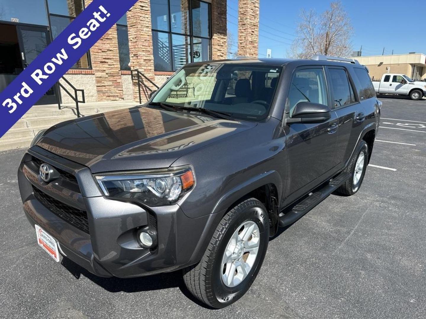 2014 Magnetic Gray Metallic /Black Toyota 4Runner SR5 (JTEBU5JR4E5) with an 4.0L V6 SMPI DOHC engine, Automatic transmission, located at 8595 Washington St., Thornton, CO, 80229, (303) 287-5511, 39.852348, -104.978447 - 2014 Toyota 4Runner With 3rd Row Seat! Fully serviced with clean title.<br><br>New Tires, Backup Camera, Non Smoker, 4Runner SR5, 4WD.<br><br>D1 Auto NEVER charges dealer fees! All cars have clean titles and have been inspected for mechanical issues. We have financing for everyone. Good credit, bad - Photo#1