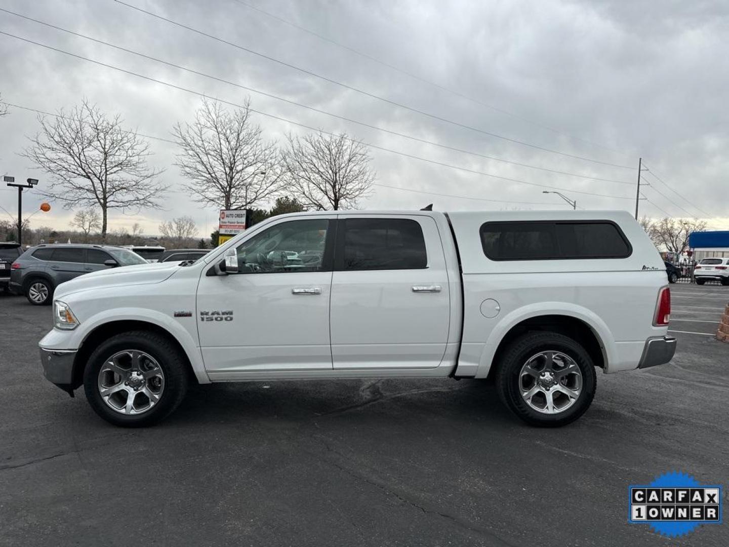 2017 Bright White Clearcoat /Black Ram 1500 Laramie (1C6RR7NT3HS) with an HEMI 5.7L V8 Multi Displacement VVT engine, Automatic transmission, located at 8595 Washington St., Thornton, CO, 80229, (303) 287-5511, 39.852348, -104.978447 - 2017 Ram 1500 With HEMI One Owner <br>CarfaxOne Owner, No Accidents, All Books and Keys, Backup Camera, Leather, Heated and Ventilated Seats, Bluetooth/ With Bluetooth Audio, Power Seats, Non Smoker, No Pet Odor Or Hair, 1500 Laramie, HEMI 5.7L V8 Multi Displacement VVT, GPS Navigation, Heated Secon - Photo#1