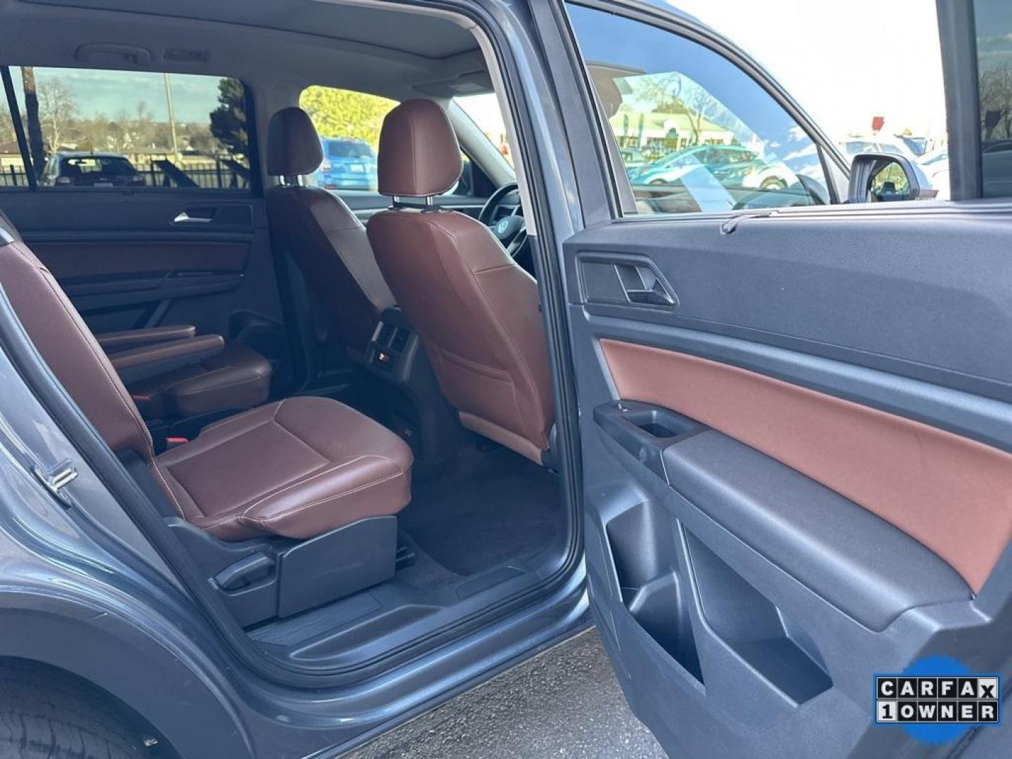 2021 Platinum Gray Metallic /Mauro Brown Volkswagen Atlas SEL (1V2BR2CA1MC) with an 3.6L V6 engine, Automatic transmission, located at 8595 Washington St., Thornton, CO, 80229, (303) 287-5511, 39.852348, -104.978447 - 2021 Volkswagen Atlas SEL, WITH CAPTAINS CHAIRS<br><br>All Cars Have Clean Titles And Are Serviced Before Sale., CarfaxOne Owner, No Accidents, Apple/Android Car Play, New Tires, Blind Spot Monitoring, Backup Camera, Leather, Heated Seats, Collision Warning, Bluetooth/ With Bluetooth Audio, Power Se - Photo#21