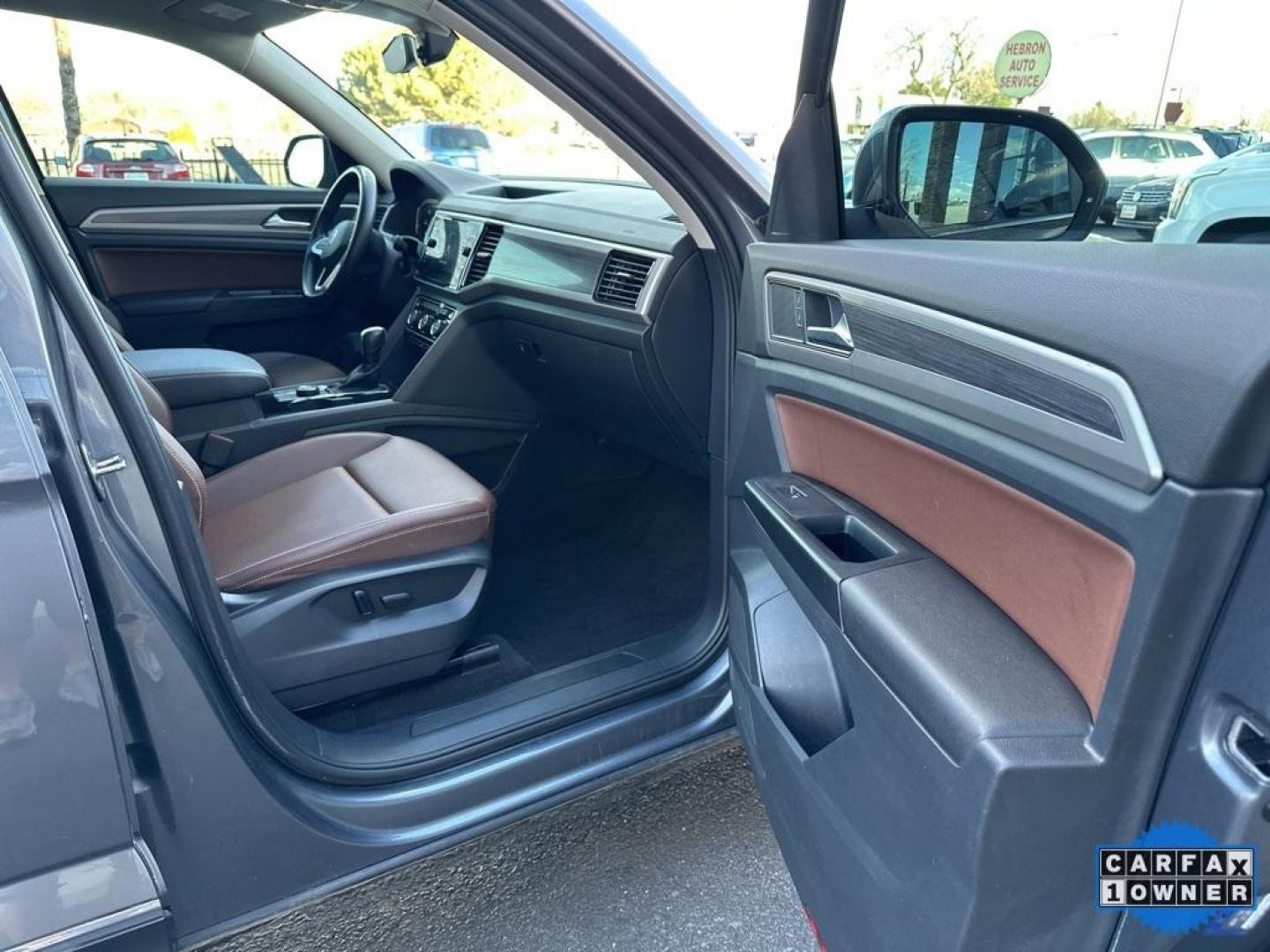2021 Platinum Gray Metallic /Mauro Brown Volkswagen Atlas SEL (1V2BR2CA1MC) with an 3.6L V6 engine, Automatic transmission, located at 8595 Washington St., Thornton, CO, 80229, (303) 287-5511, 39.852348, -104.978447 - 2021 Volkswagen Atlas SEL, WITH CAPTAINS CHAIRS<br><br>All Cars Have Clean Titles And Are Serviced Before Sale., CarfaxOne Owner, No Accidents, Apple/Android Car Play, New Tires, Blind Spot Monitoring, Backup Camera, Leather, Heated Seats, Collision Warning, Bluetooth/ With Bluetooth Audio, Power Se - Photo#23