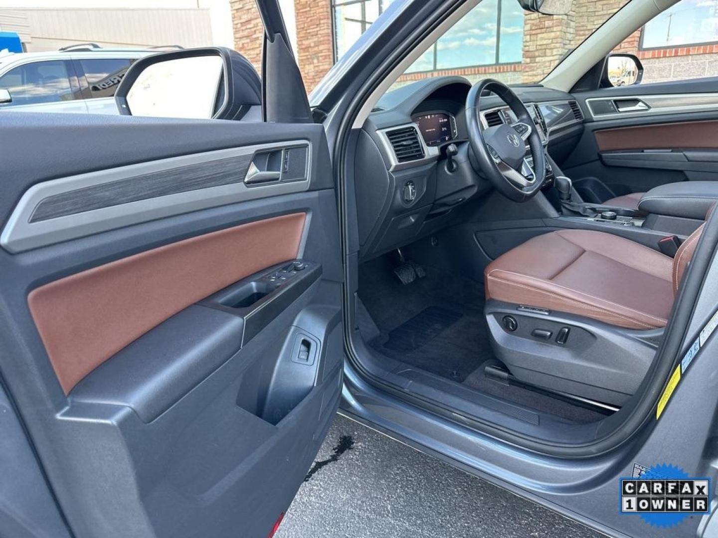 2021 Platinum Gray Metallic /Mauro Brown Volkswagen Atlas SEL (1V2BR2CA1MC) with an 3.6L V6 engine, Automatic transmission, located at 8595 Washington St., Thornton, CO, 80229, (303) 287-5511, 39.852348, -104.978447 - 2021 Volkswagen Atlas SEL, WITH CAPTAINS CHAIRS<br><br>All Cars Have Clean Titles And Are Serviced Before Sale., CarfaxOne Owner, No Accidents, Apple/Android Car Play, New Tires, Blind Spot Monitoring, Backup Camera, Leather, Heated Seats, Collision Warning, Bluetooth/ With Bluetooth Audio, Power Se - Photo#25