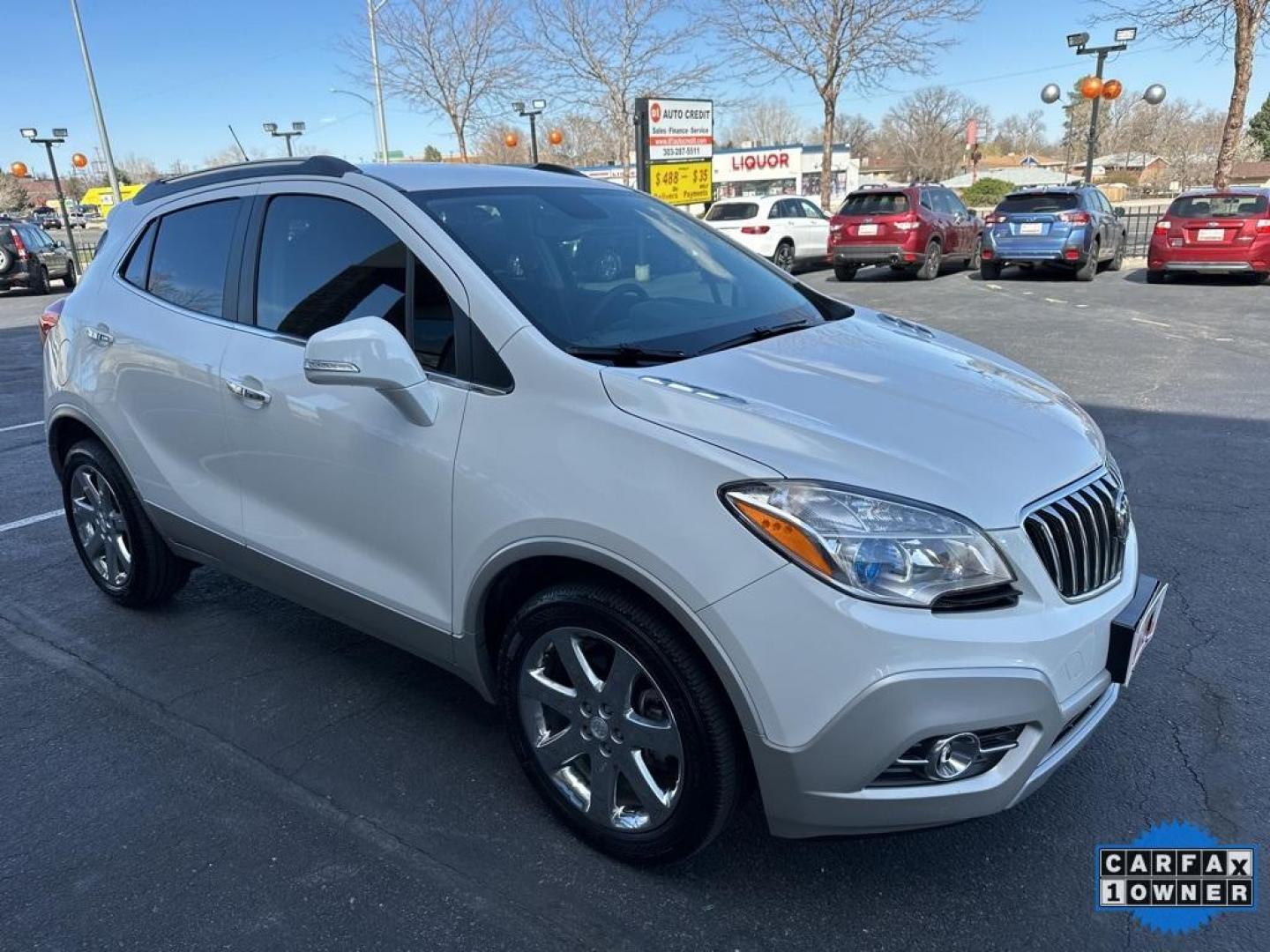 2014 White Pearl Tricoat /Ebony Buick Encore Leather (KL4CJCSB2EB) with an ECOTEC 1.4L I4 SMPI DOHC Turbocharged VVT engine, Automatic transmission, located at 8595 Washington St., Thornton, CO, 80229, (303) 287-5511, 39.852348, -104.978447 - 2014 Buick Encore<br>All Cars Have Clean Titles And Are Serviced Before Sale., CarfaxOne Owner, No Accidents, Blind Spot Monitoring, Backup Camera, Leather, Heated Seats, Bluetooth/ With Bluetooth Audio, Power Seats, Non Smoker, No Pet Odor Or Hair, FWD.<br>D1 Auto NEVER charges dealer fees! All car - Photo#3
