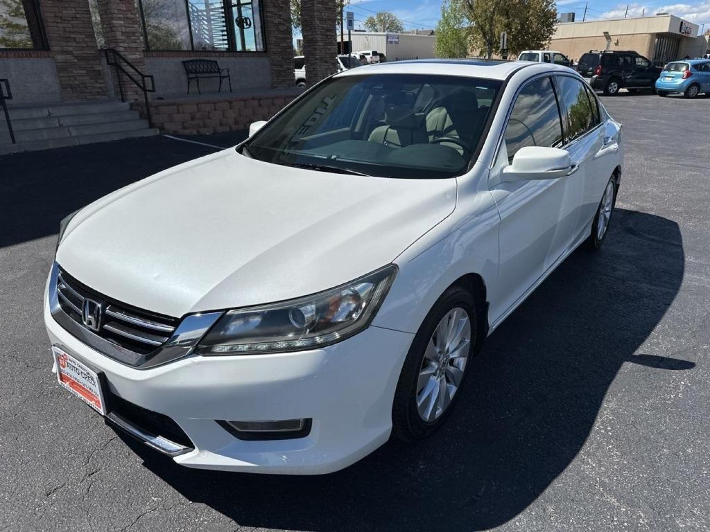 2013 White Orchid Pearl /Ivory Honda Accord EX-L (1HGCR3F82DA) with an 3.5L V6 SOHC i-VTEC 24V engine, Automatic transmission, located at 8595 Washington St., Thornton, CO, 80229, (303) 287-5511, 39.852348, -104.978447 - 2013 Honda Accord EX-L V6 Fully Serviced<br><br>All Cars Have Clean Titles And Are Serviced Before Sale., Clean Carfax, No Accident, New Tires, Backup Camera, Leather, Heated Seats, Bluetooth/ With Bluetooth Audio, New Brakes, Non Smoker, No Pet Odor Or Hair, Accord EX-L, 3.5L V6 SOHC i-VTEC 24V, Po - Photo#1