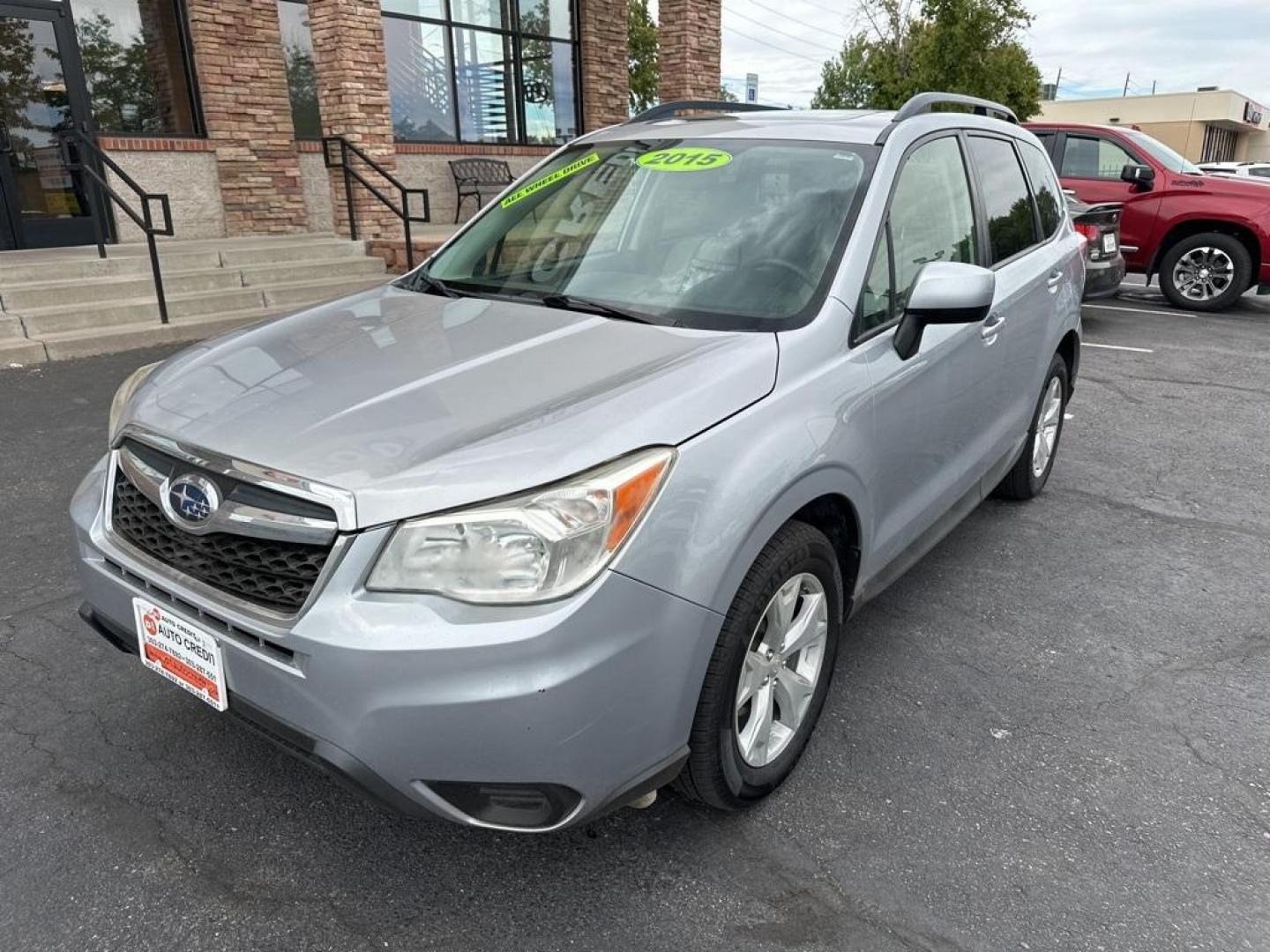 2015 Ice Silver Metallic /Gray Subaru Forester 2.5i Premium (JF2SJADC4FH) with an 2.5L 4-Cylinder DOHC 16V VVT engine, CVT transmission, located at 8595 Washington St., Thornton, CO, 80229, (303) 287-5511, 39.852348, -104.978447 - 2015 Subaru Forester<br><br>D1 Auto NEVER charges dealer fees! All cars have clean titles and have been inspected for mechanical issues. We have financing for everyone. Good credit, bad credit, first time buyers.<br>Clean CARFAX.<br>Please call Lakewood Location 303-274-7692 or Thornton 303-287-5511 - Photo#1