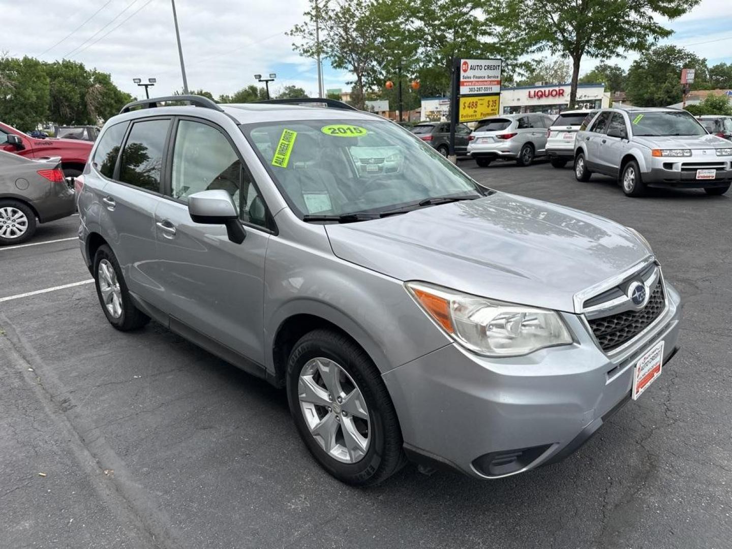 2015 Ice Silver Metallic /Gray Subaru Forester 2.5i Premium (JF2SJADC4FH) with an 2.5L 4-Cylinder DOHC 16V VVT engine, CVT transmission, located at 8595 Washington St., Thornton, CO, 80229, (303) 287-5511, 39.852348, -104.978447 - 2015 Subaru Forester<br><br>D1 Auto NEVER charges dealer fees! All cars have clean titles and have been inspected for mechanical issues. We have financing for everyone. Good credit, bad credit, first time buyers.<br>Clean CARFAX.<br>Please call Lakewood Location 303-274-7692 or Thornton 303-287-5511 - Photo#3