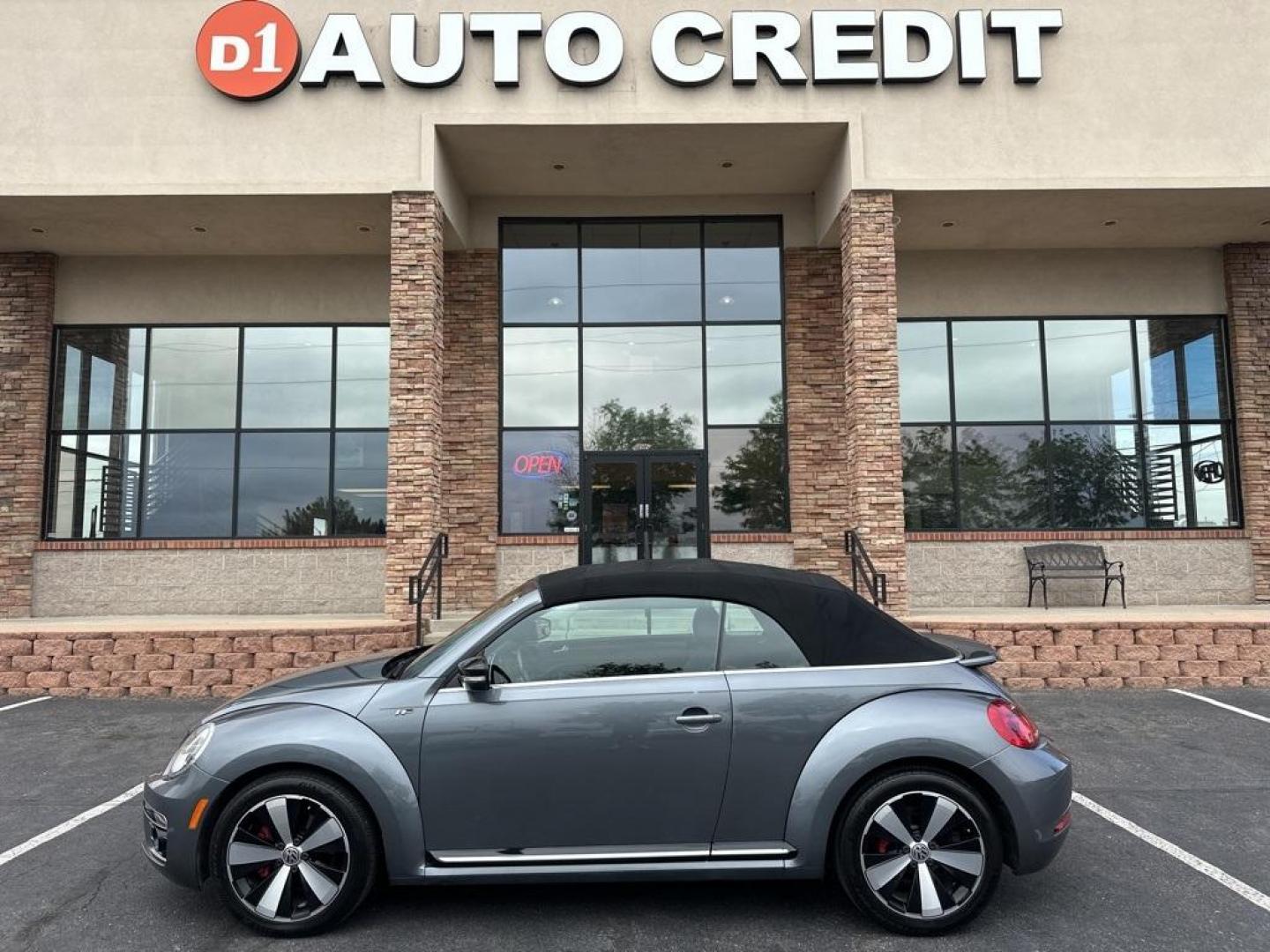 2015 Platinum Gray Metallic/Black Roof /Black Quartz Volkswagen Beetle 2.0T R-Line (3VW7S7AT4FM) with an 2.0L TSI 210 hp engine, Automatic transmission, located at 8595 Washington St., Thornton, CO, 80229, (303) 287-5511, 39.852348, -104.978447 - 2015 Volkswagen Beetle Convertible In unbelievable condition. This car shows absoulutley no signs of wear and has all its accessories. Fully serviced, new brakes, new tires. Very fun and fast. No accidents.<br>All Cars Have Clean Titles And Are Serviced Before Sale., Clean Carfax, No Accident, All B - Photo#0