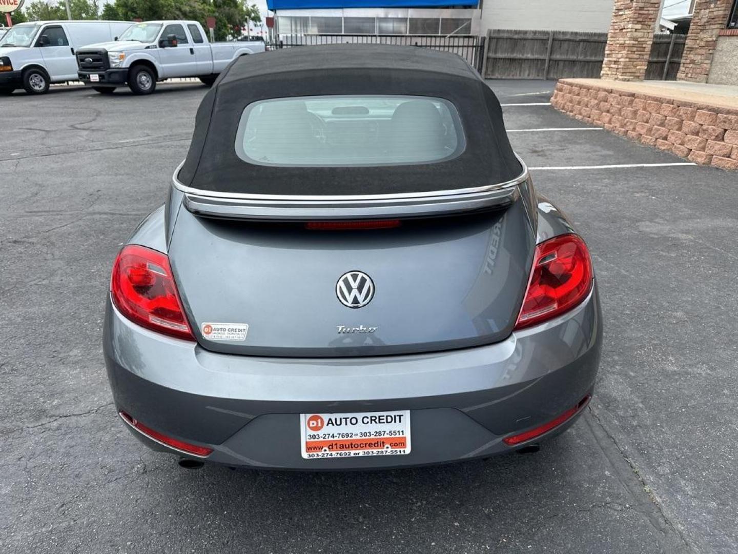 2015 Platinum Gray Metallic/Black Roof /Black Quartz Volkswagen Beetle 2.0T R-Line (3VW7S7AT4FM) with an 2.0L TSI 210 hp engine, Automatic transmission, located at 8595 Washington St., Thornton, CO, 80229, (303) 287-5511, 39.852348, -104.978447 - 2015 Volkswagen Beetle Convertible In unbelievable condition. This car shows absoulutley no signs of wear and has all its accessories. Fully serviced, new brakes, new tires. Very fun and fast. No accidents.<br>All Cars Have Clean Titles And Are Serviced Before Sale., Clean Carfax, No Accident, All B - Photo#9