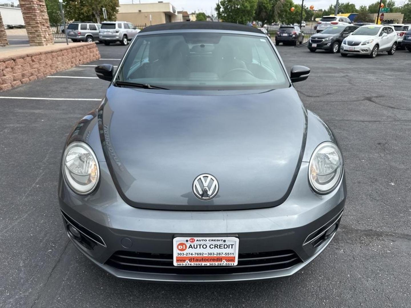 2015 Platinum Gray Metallic/Black Roof /Black Quartz Volkswagen Beetle 2.0T R-Line (3VW7S7AT4FM) with an 2.0L TSI 210 hp engine, Automatic transmission, located at 8595 Washington St., Thornton, CO, 80229, (303) 287-5511, 39.852348, -104.978447 - 2015 Volkswagen Beetle Convertible In unbelievable condition. This car shows absoulutley no signs of wear and has all its accessories. Fully serviced, new brakes, new tires. Very fun and fast. No accidents.<br>All Cars Have Clean Titles And Are Serviced Before Sale., Clean Carfax, No Accident, All B - Photo#2