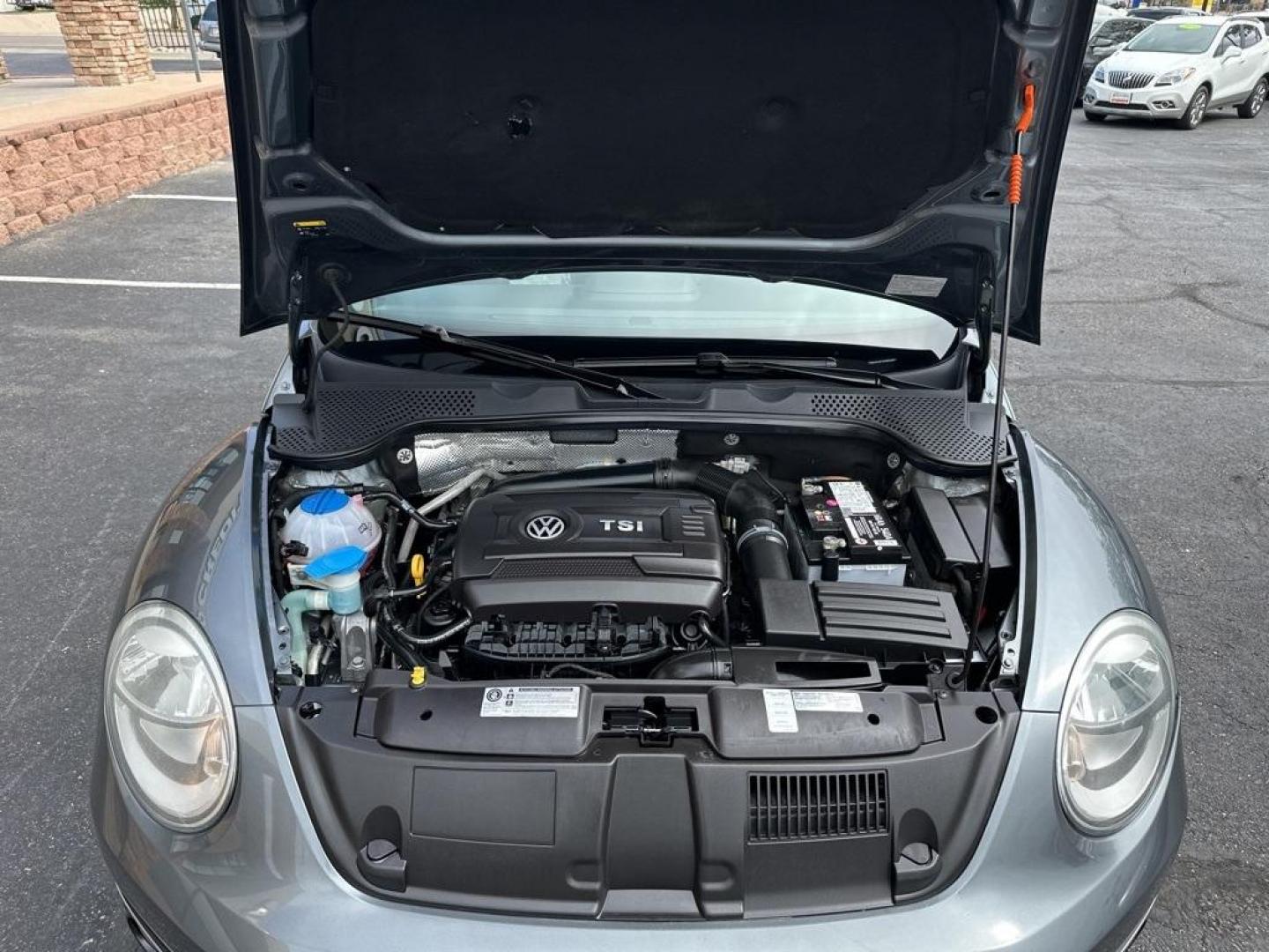 2015 Platinum Gray Metallic/Black Roof /Black Quartz Volkswagen Beetle 2.0T R-Line (3VW7S7AT4FM) with an 2.0L TSI 210 hp engine, Automatic transmission, located at 8595 Washington St., Thornton, CO, 80229, (303) 287-5511, 39.852348, -104.978447 - 2015 Volkswagen Beetle Convertible In unbelievable condition. This car shows absoulutley no signs of wear and has all its accessories. Fully serviced, new brakes, new tires. Very fun and fast. No accidents.<br>All Cars Have Clean Titles And Are Serviced Before Sale., Clean Carfax, No Accident, All B - Photo#36