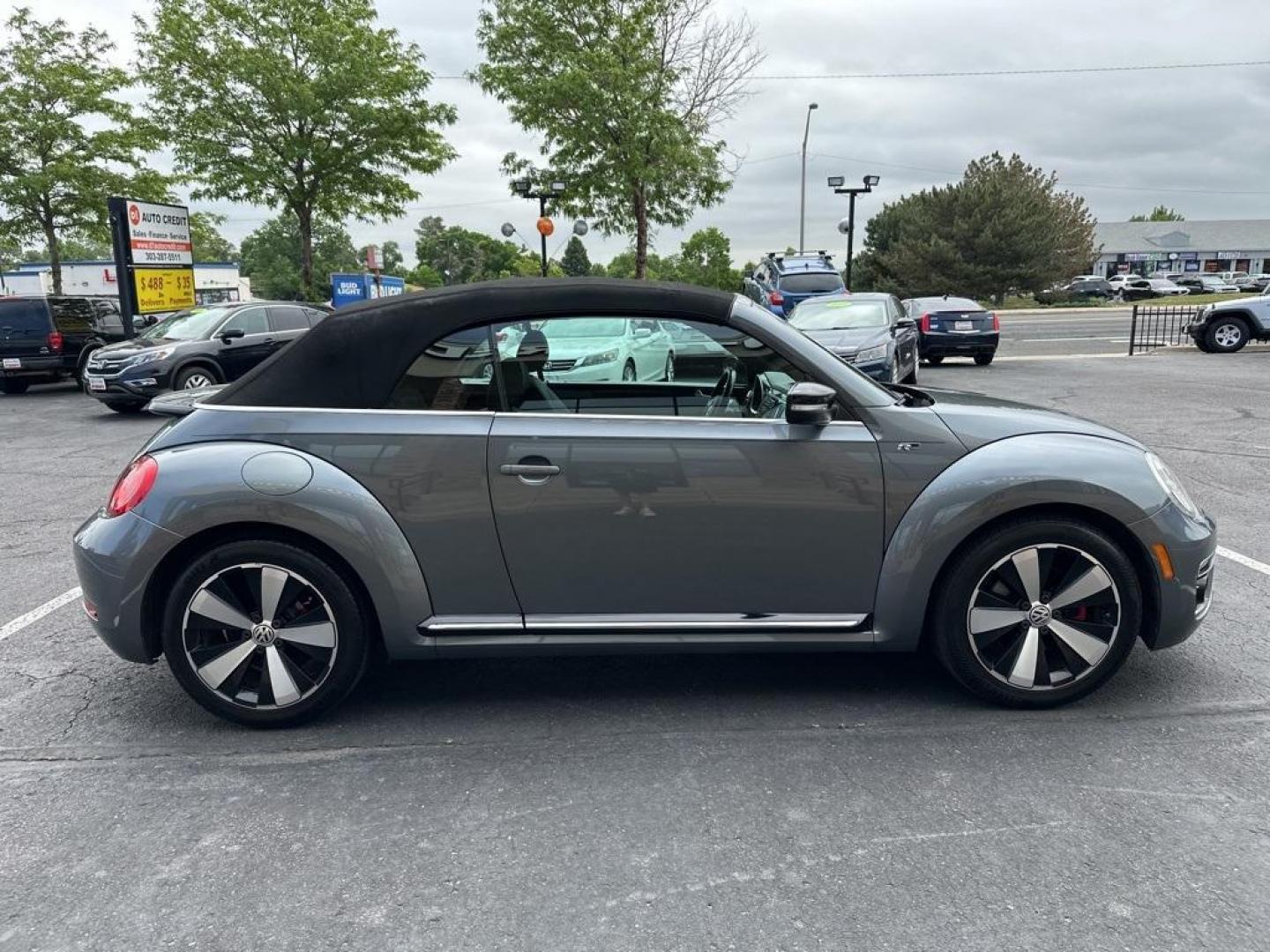 2015 Platinum Gray Metallic/Black Roof /Black Quartz Volkswagen Beetle 2.0T R-Line (3VW7S7AT4FM) with an 2.0L TSI 210 hp engine, Automatic transmission, located at 8595 Washington St., Thornton, CO, 80229, (303) 287-5511, 39.852348, -104.978447 - 2015 Volkswagen Beetle Convertible In unbelievable condition. This car shows absoulutley no signs of wear and has all its accessories. Fully serviced, new brakes, new tires. Very fun and fast. No accidents.<br>All Cars Have Clean Titles And Are Serviced Before Sale., Clean Carfax, No Accident, All B - Photo#4