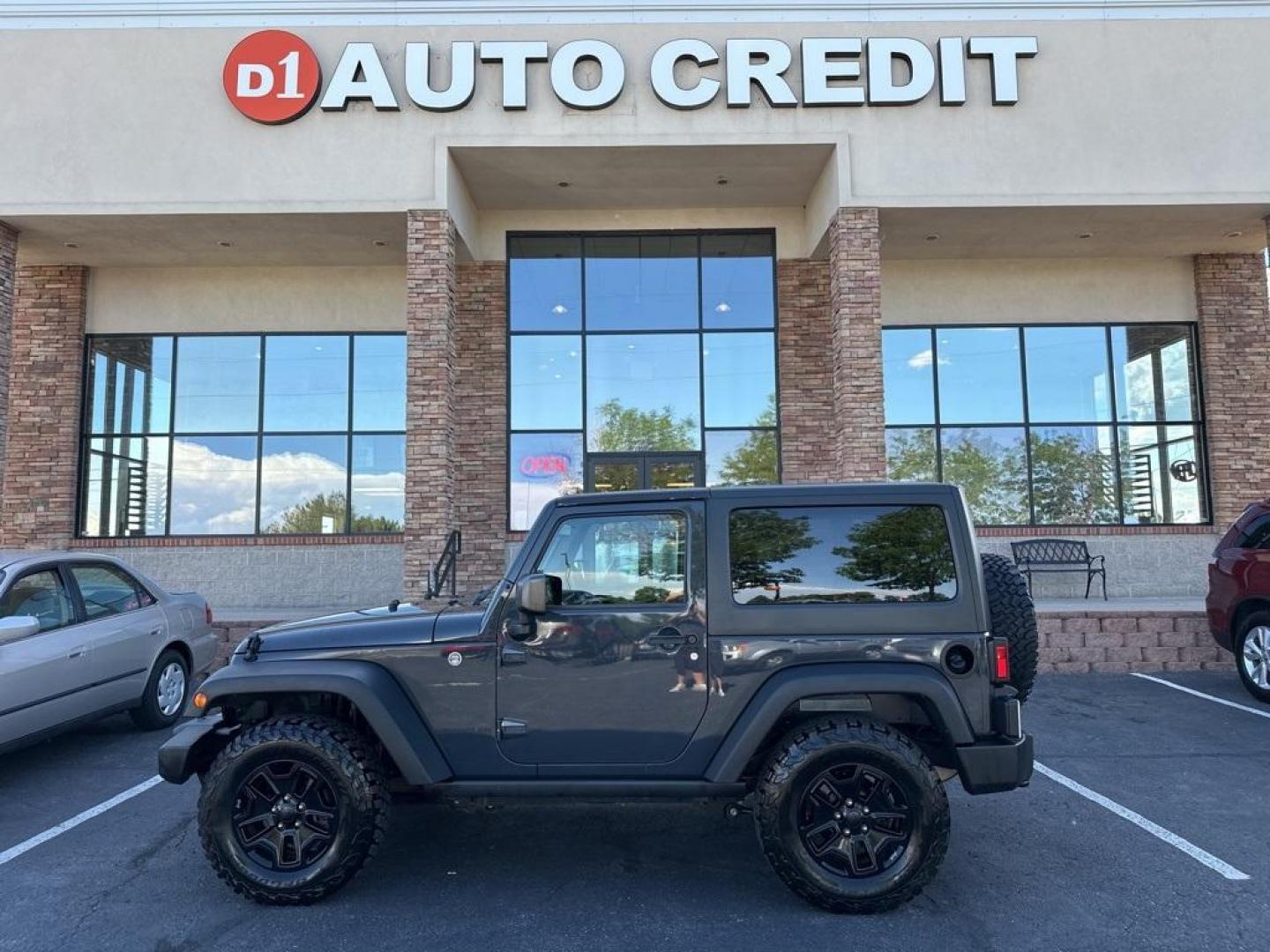 2017 Rhino Clearcoat /Black Jeep Wrangler Willys Wheeler (1C4GJWAG1HL) with an 3.6L V6 24V VVT engine, Automatic transmission, located at 8595 Washington St., Thornton, CO, 80229, (303) 287-5511, 39.852348, -104.978447 - 2017 Jeep Wrangler Willys with Wheeler Package in excellent condition with no signs of off road use. Loaded with power windows and locks, Bluetooth, Cruise Control, A/C and more. <br><br>All Cars Have Clean Titles And Are Serviced Before Sale., Clean Carfax, No Accident, New Tires, 4WD, Rhino Clear - Photo#0