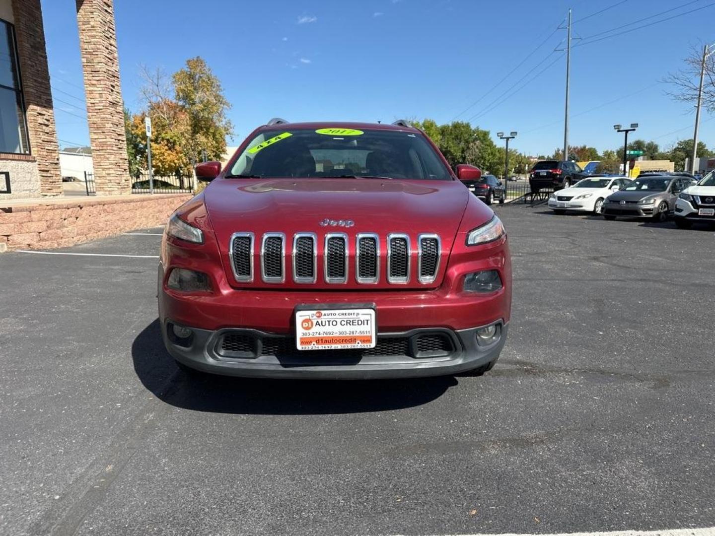 2017 Deep Cherry Red Crystal Pearlcoat /Black Jeep Cherokee Latitude (1C4PJMCB9HW) with an 2.4L I4 MultiAir engine, Automatic transmission, located at 10890 W. Colfax Ave., Lakewood, CO, 80215, (303) 274-7692, 39.739914, -105.120132 - 2017 Jeep Cherokee 4WDD1 Auto NEVER charges dealer fees! All cars have clean titles and have been inspected for mechanical issues. We have financing for everyone. Good credit, bad credit, first time buyers.Clean CARFAX.Please call Lakewood Location 303-274-7692 or Thornton 303-287-5511 to schedule a - Photo#2