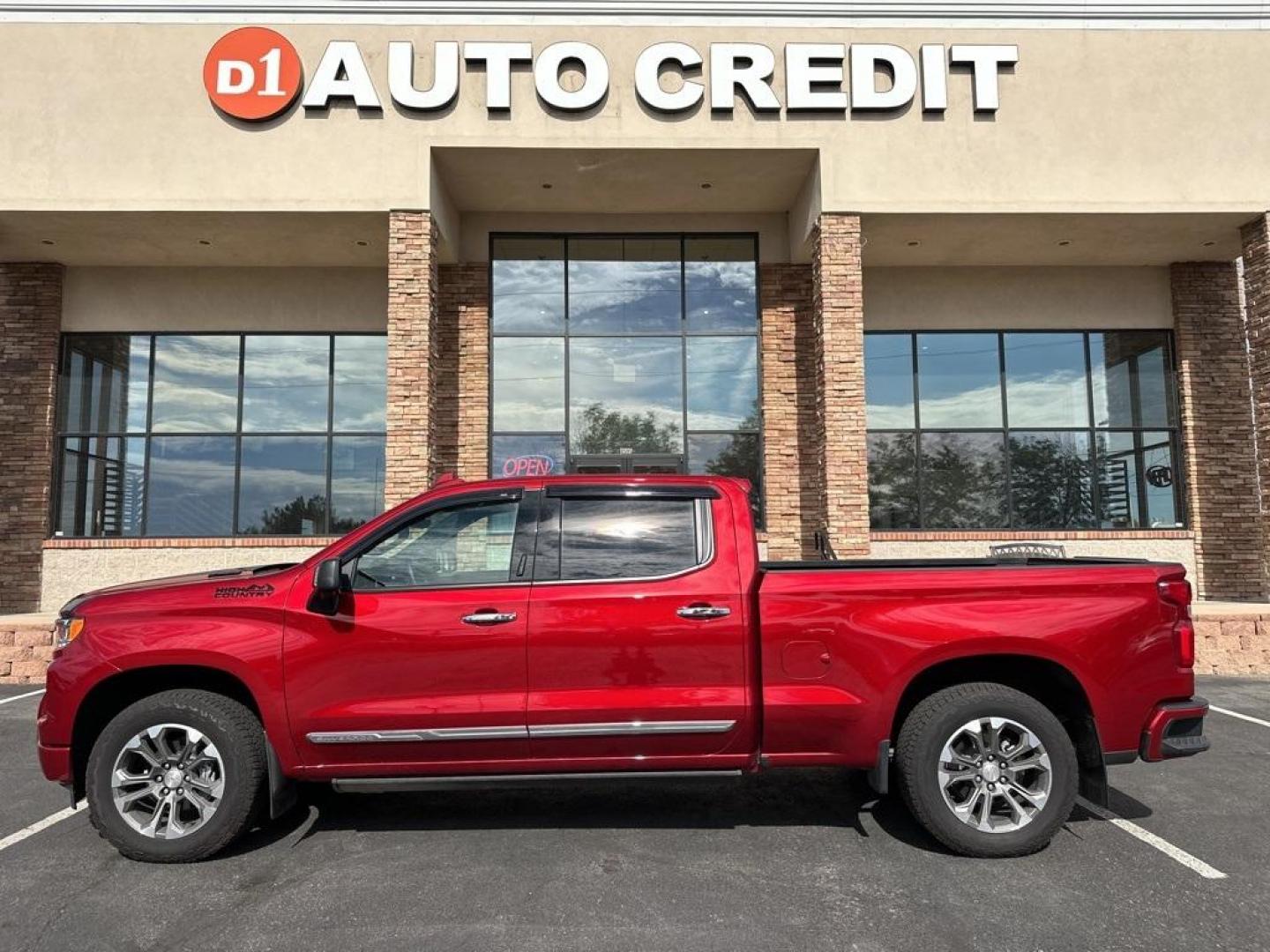 2023 Radiant Red Tintcoat /Jet Black Chevrolet Silverado 1500 High Country (3GCUDJE80PG) with an 3.0L I6 engine, Automatic transmission, located at 8595 Washington St., Thornton, CO, 80229, (303) 287-5511, 39.852348, -104.978447 - 2023 Chevrolet Silverado 1500 3.0 Diesel in like new condition. Fully loaded! <br>All Cars Have Clean Titles And Are Serviced Before Sale., CarfaxOne Owner, No Accidents, Apple/Android Car Play, All Books and Keys, Blind Spot Monitoring, Backup Camera, Leather, Collision Warning, Heated and Ventilat - Photo#0