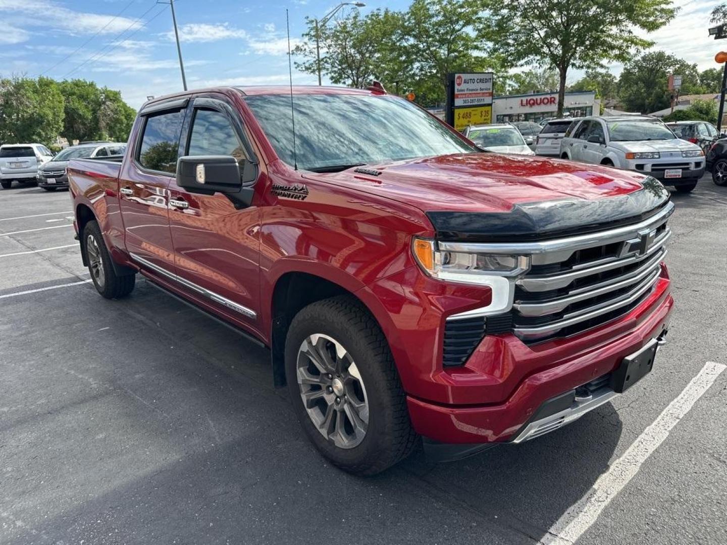 2023 Radiant Red Tintcoat /Jet Black Chevrolet Silverado 1500 High Country (3GCUDJE80PG) with an 3.0L I6 engine, Automatic transmission, located at 8595 Washington St., Thornton, CO, 80229, (303) 287-5511, 39.852348, -104.978447 - 2023 Chevrolet Silverado 1500 3.0 Diesel in like new condition. Fully loaded! <br>All Cars Have Clean Titles And Are Serviced Before Sale., CarfaxOne Owner, No Accidents, Apple/Android Car Play, All Books and Keys, Blind Spot Monitoring, Backup Camera, Leather, Collision Warning, Heated and Ventilat - Photo#4