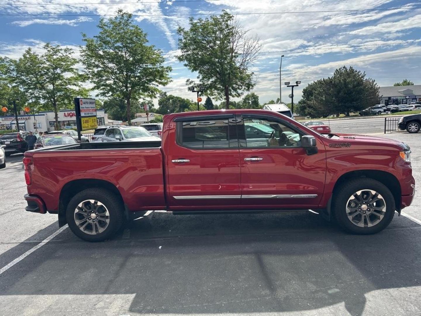 2023 Radiant Red Tintcoat /Jet Black Chevrolet Silverado 1500 High Country (3GCUDJE80PG) with an 3.0L I6 engine, Automatic transmission, located at 8595 Washington St., Thornton, CO, 80229, (303) 287-5511, 39.852348, -104.978447 - 2023 Chevrolet Silverado 1500 3.0 Diesel in like new condition. Fully loaded! <br>All Cars Have Clean Titles And Are Serviced Before Sale., CarfaxOne Owner, No Accidents, Apple/Android Car Play, All Books and Keys, Blind Spot Monitoring, Backup Camera, Leather, Collision Warning, Heated and Ventilat - Photo#5