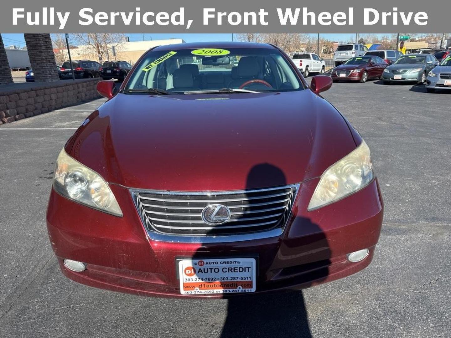 2008 Royal Ruby Metallic /Light Gray Lexus ES 350 (JTHBJ46G882) with an 3.5L V6 DOHC Dual VVT-i 24V engine, Automatic transmission, located at 8595 Washington St., Thornton, CO, 80229, (303) 287-5511, 39.852348, -104.978447 - 2008 Lexus ES FWD Light Gray Cloth.<br><br>D1 Auto NEVER charges dealer fees! All cars have clean titles and have been inspected for mechanical issues. We have financing for everyone. Good credit, bad credit, first time buyers.<br>Odometer is 7990 miles below market average!<br>Please call Lakewood - Photo#1