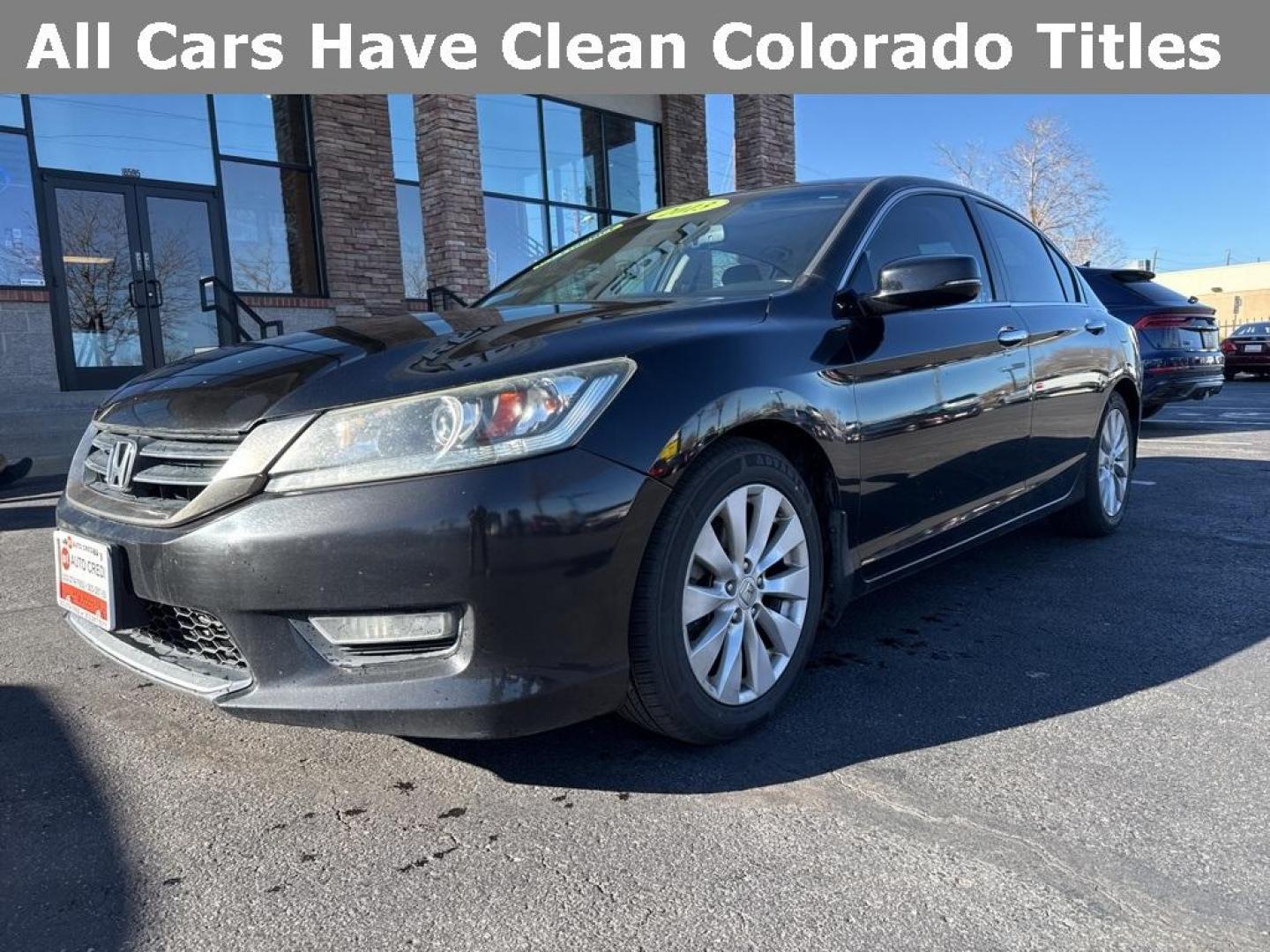 2013 Crystal Black Pearl /Parchment Honda Accord EX-L (1HGCR2F87DA) with an 2.4L I4 DOHC i-VTEC 16V engine, CVT transmission, located at 8595 Washington St., Thornton, CO, 80229, (303) 287-5511, 39.852348, -104.978447 - 2013 Honda Accord FWD FWD, Parchment Leather.<br><br>D1 Auto NEVER charges dealer fees! All cars have clean titles and have been inspected for mechanical issues. We have financing for everyone. Good credit, bad credit, first time buyers.<br><br>Please call Lakewood Location 303-274-7692 or Thornton - Photo#0