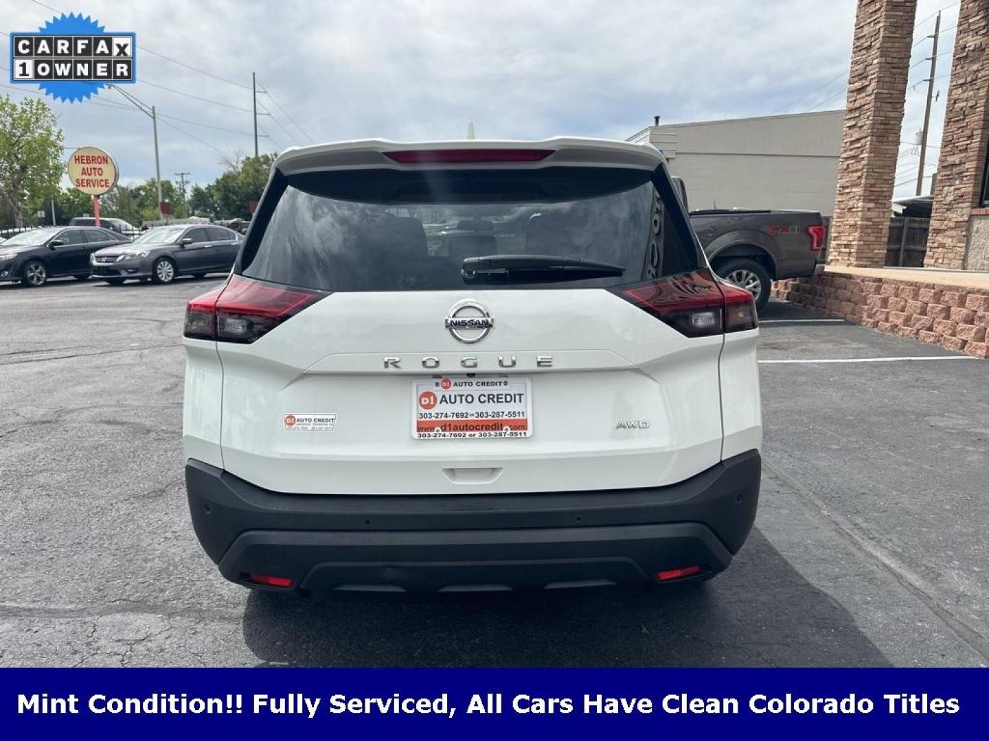 2021 Glacier White /Charcoal Nissan Rogue S (5N1AT3AB0MC) with an 2.5L I4 DOHC 16V engine, CVT transmission, located at 8595 Washington St., Thornton, CO, 80229, (303) 287-5511, 39.852348, -104.978447 - 2021 Nissan Rogue One Owner, This car still smells new and has 2 keys and owners manuals. You wont find one in better condition. All Wheel Drive, backup camera with backup sensors, Apple/Android CarPlay ,New Tires and ready for Colorado! Excellent condition inside and out. <br><br>All Cars Have Clea - Photo#6