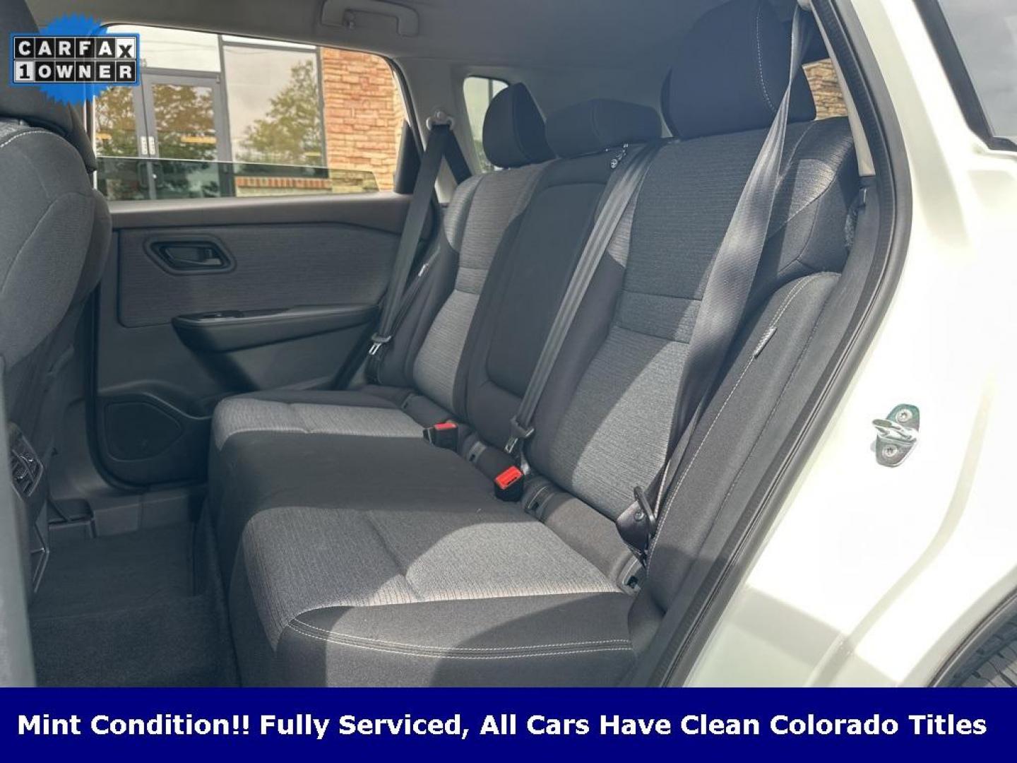 2021 Glacier White /Charcoal Nissan Rogue S (5N1AT3AB0MC) with an 2.5L I4 DOHC 16V engine, CVT transmission, located at 8595 Washington St., Thornton, CO, 80229, (303) 287-5511, 39.852348, -104.978447 - 2021 Nissan Rogue One Owner, This car still smells new and has 2 keys and owners manuals. You wont find one in better condition. All Wheel Drive, backup camera with backup sensors, Apple/Android CarPlay ,New Tires and ready for Colorado! Excellent condition inside and out. <br><br>All Cars Have Clea - Photo#18