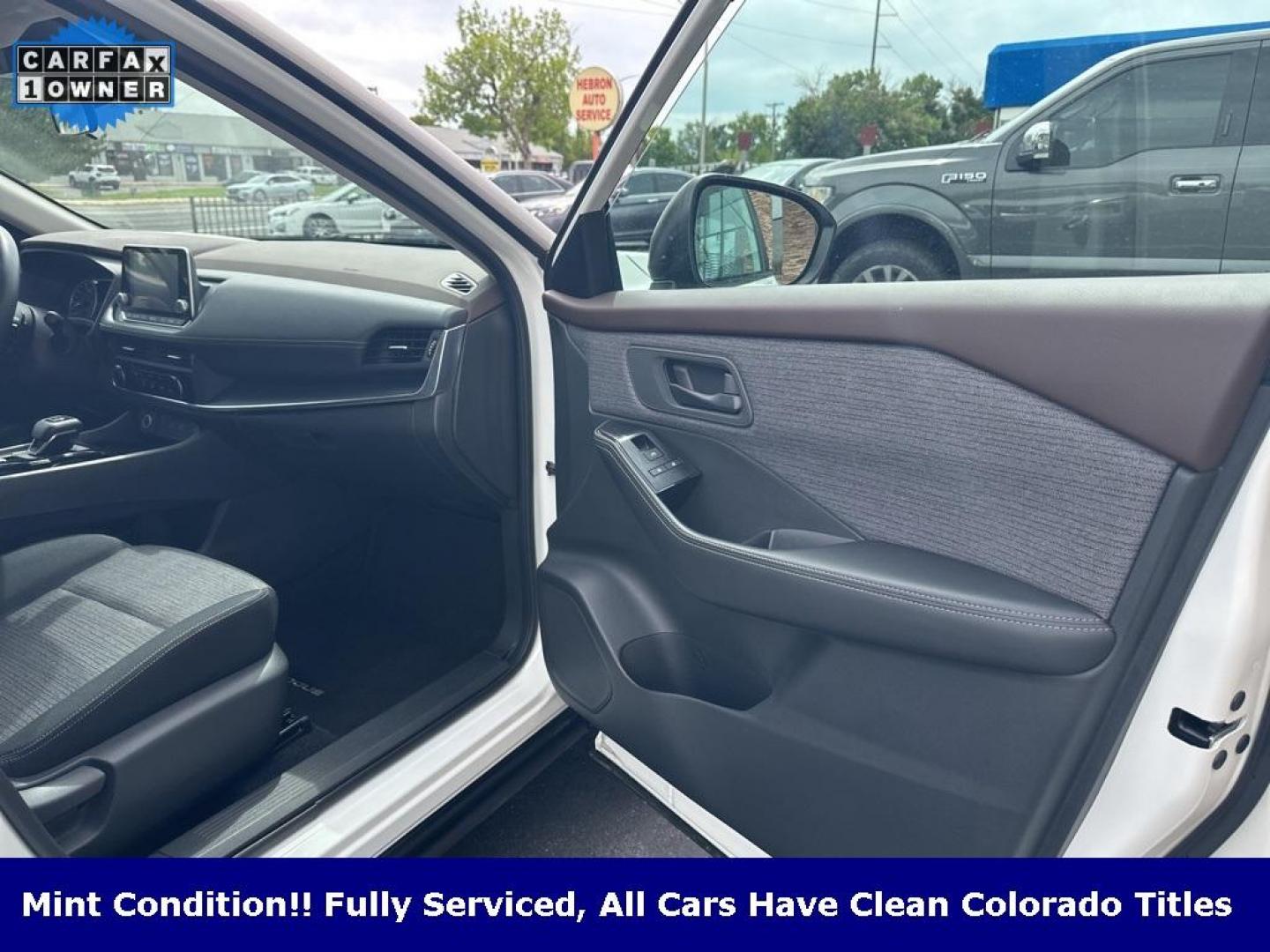 2021 Glacier White /Charcoal Nissan Rogue S (5N1AT3AB0MC) with an 2.5L I4 DOHC 16V engine, CVT transmission, located at 8595 Washington St., Thornton, CO, 80229, (303) 287-5511, 39.852348, -104.978447 - 2021 Nissan Rogue One Owner, This car still smells new and has 2 keys and owners manuals. You wont find one in better condition. All Wheel Drive, backup camera with backup sensors, Apple/Android CarPlay ,New Tires and ready for Colorado! Excellent condition inside and out. <br><br>All Cars Have Clea - Photo#22