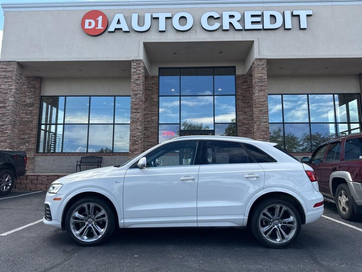 2018 Cortina White /Black Audi Q3 2.0T Premium Plus (WA1JCCFSXJR) with an 2.0L 4-Cylinder TFSI engine, Automatic transmission, located at 8595 Washington St., Thornton, CO, 80229, (303) 287-5511, 39.852348, -104.978447 - 2018 Audi Q3 Premium Plus, All Wheel Drive. This one is fully serviced including new tires. Veryclean inside and out showing pride of ownership. <br>All Cars Have Clean Titles And Are Serviced Before Sale., Clean Carfax, No Accident, Apple/Android Car Play, New Tires, Blind Spot Monitoring, Backup C - Photo#0