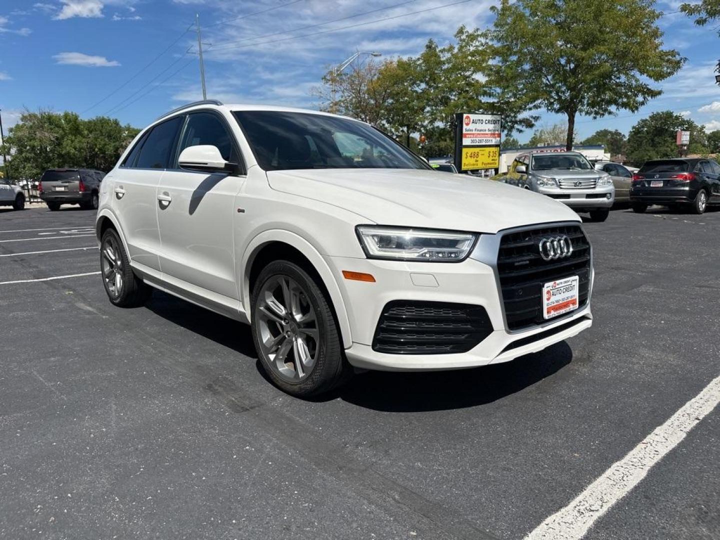 2018 Cortina White /Black Audi Q3 2.0T Premium Plus (WA1JCCFSXJR) with an 2.0L 4-Cylinder TFSI engine, Automatic transmission, located at 8595 Washington St., Thornton, CO, 80229, (303) 287-5511, 39.852348, -104.978447 - 2018 Audi Q3 Premium Plus, All Wheel Drive. This one is fully serviced including new tires. Veryclean inside and out showing pride of ownership. <br>All Cars Have Clean Titles And Are Serviced Before Sale., Clean Carfax, No Accident, Apple/Android Car Play, New Tires, Blind Spot Monitoring, Backup C - Photo#3