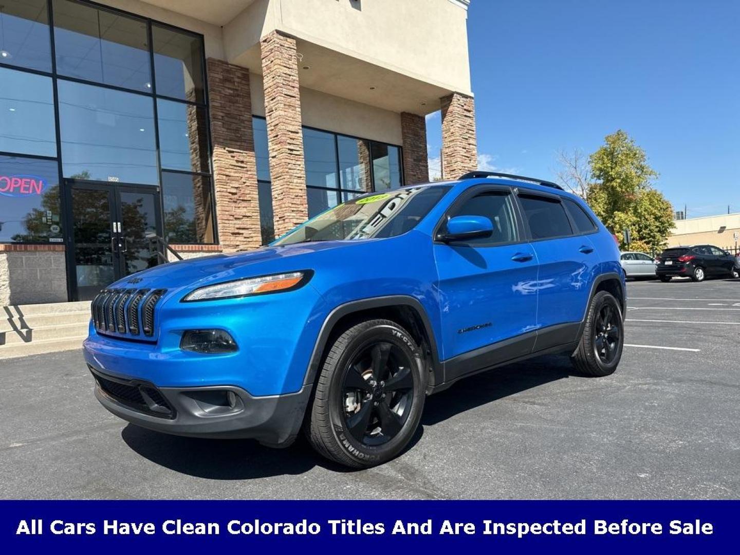 2018 Hydro Blue Pearlcoat /Black Jeep Cherokee Latitude (1C4PJMCB9JD) with an I4 engine, Automatic transmission, located at 8595 Washington St., Thornton, CO, 80229, (303) 287-5511, 39.852348, -104.978447 - 2018 Jeep Cherokee 4x4 in great condition. Fully serviced and ready for Colorado winter.<br><br>All Cars Have Clean Titles And Are Serviced Before Sale., New Tires, Backup Camera, No Pet Odor Or Hair, Cherokee Latitude, 4WD.<br><br>D1 Auto NEVER charges dealer fees! All cars have clean titles and ha - Photo#1