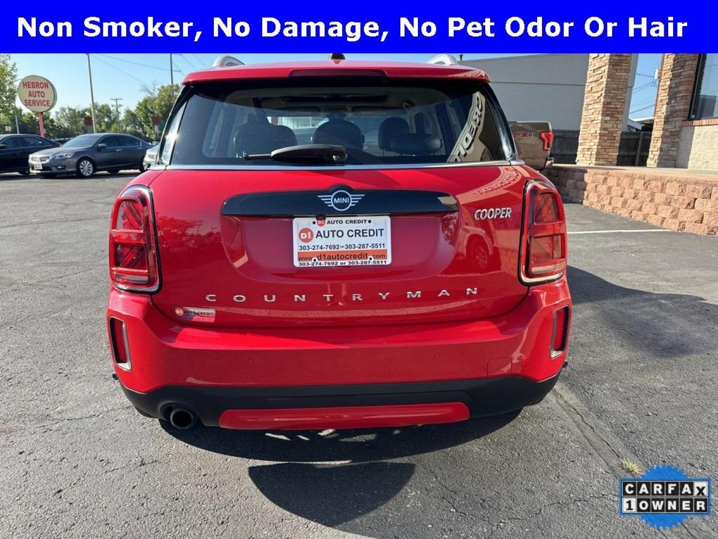 2022 Chili Red /Carbon Black MINI Cooper Countryman Signature All Wheel Drive (WMZ43BR07N3) with an 1.5L I-3 engine, Automatic transmission, located at 8595 Washington St., Thornton, CO, 80229, (303) 287-5511, 39.852348, -104.978447 - 2022 MINI Cooper Countryman All Wheel Drive and in mint condition. Loaded with, heated leather seats, panoramic roof, backup camera, Apple/Android Carplay, Assistant and more. <br><br>All Cars Have Clean Colorado Titles And Are Serviced Before Sale.<br><br>CarfaxOne Owner, No Accidents, Apple/Androi - Photo#4