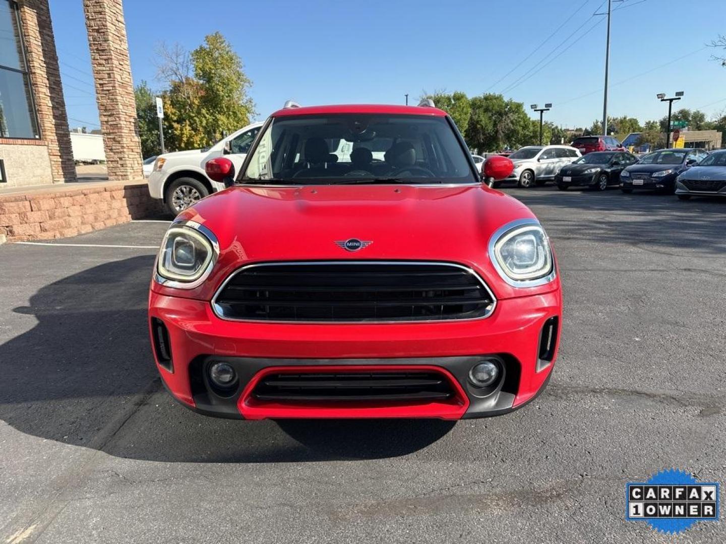 2022 Chili Red /Carbon Black MINI Cooper Countryman Signature (WMZ43BR07N3) with an 1.5L I-3 engine, Automatic transmission, located at 8595 Washington St., Thornton, CO, 80229, (303) 287-5511, 39.852348, -104.978447 - 2022 MINI Cooper Countryman All Wheel Drive and in mint condition. Loaded with, heated leather seats, panoramic roof, backup camera, Apple/Android Carplay, Assistant and more. <br><br>All Cars Have Clean Colorado Titles And Are Serviced Before Sale.<br><br>CarfaxOne Owner, No Accidents, Apple/Androi - Photo#2