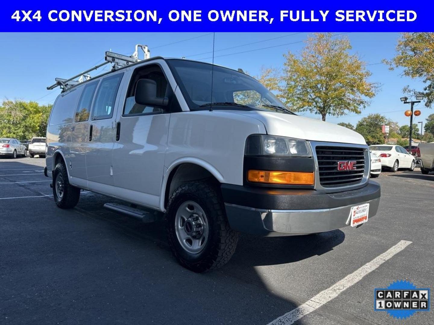 2019 Summit White /Medium Pewter GMC Savana 2500 Work Van (1GTW7AFG1K1) with an Vortec 6.0L V8 SFI Flex Fuel engine, Automatic transmission, located at 8595 Washington St., Thornton, CO, 80229, (303) 287-5511, 39.852348, -104.978447 - 4x4 Conversion and 6.0L Engine. Loaded up with storage bins, ladder racks and ready to go to work. Fully serviced with no mechanical issues.<br>In House Financing Available.<br><br>All Cars Have Clean Titles And Are Serviced Before Sale., Backup Camera, Savana 2500 Work Van 4x4 Conversion, Vortec 6 - Photo#3