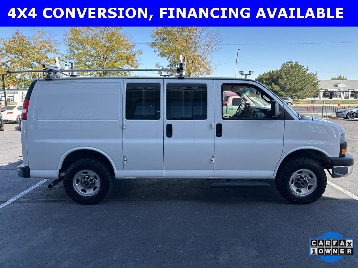 2019 Summit White /Medium Pewter GMC Savana 2500 Work Van (1GTW7AFG1K1) with an Vortec 6.0L V8 SFI Flex Fuel engine, Automatic transmission, located at 8595 Washington St., Thornton, CO, 80229, (303) 287-5511, 39.852348, -104.978447 - 4x4 Conversion and 6.0L Engine. Loaded up with storage bins, ladder racks and ready to go to work. Fully serviced with no mechanical issues.<br>In House Financing Available.<br><br>All Cars Have Clean Titles And Are Serviced Before Sale., Backup Camera, Savana 2500 Work Van 4x4 Conversion, Vortec 6 - Photo#4