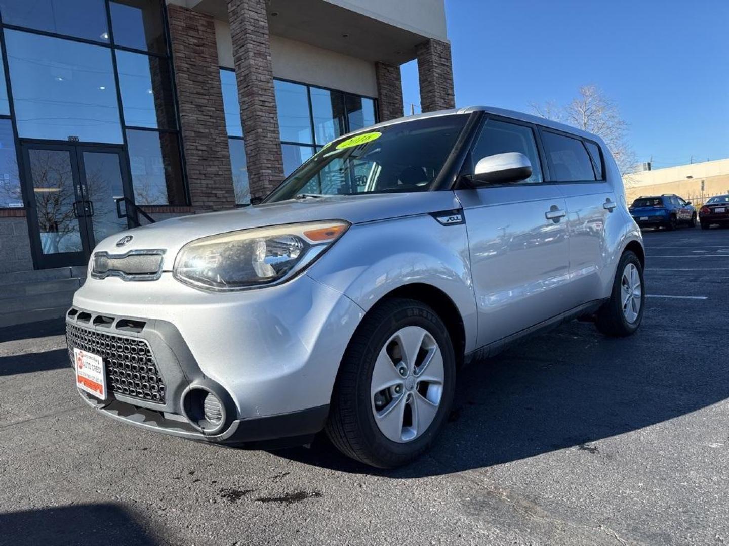 2016 Bright Silver /Black Kia Soul Base (KNDJN2A29G7) with an 1.6L I4 DGI engine, Automatic transmission, located at 8595 Washington St., Thornton, CO, 80229, (303) 287-5511, 39.852348, -104.978447 - 2016 Kia Soul CARFAX One-Owner. FWD<br><br>D1 Auto NEVER charges dealer fees! All cars have clean titles and have been inspected for mechanical issues. We have financing for everyone. Good credit, bad credit, first time buyers.<br>Clean CARFAX.<br>Please call Lakewood Location 303-274-7692 or Thornt - Photo#0