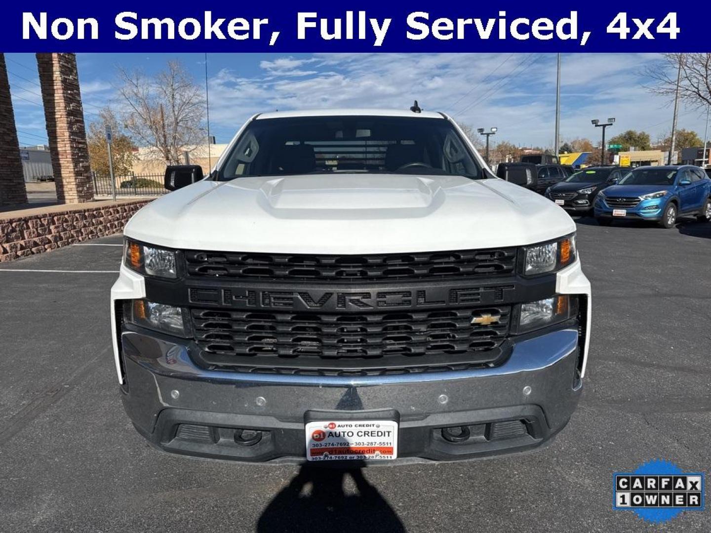 2019 Summit White /Black Chevrolet Silverado 1500 WT (1GCRYAEFXKZ) with an EcoTec3 5.3L V8 engine, Automatic transmission, located at 8595 Washington St., Thornton, CO, 80229, (303) 287-5511, 39.852348, -104.978447 - 2019 Chevrolet Silverado 1500 4x4, Quad Cab in great condition and fully serviced. This truck is ready for work or pleasure and equiped with the desirable 5.3L engine. <br>All Cars Have Clean Titles And Are Serviced Before Sale., CarfaxOne Owner, No Accidents, Backup Camera, Non Smoker, No Pet Odor - Photo#1