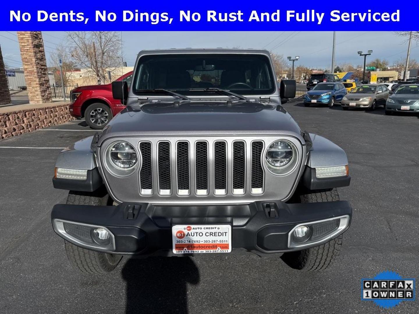 2018 Billet Silver Metallic Clearcoat /Black Jeep Wrangler Unlimited Sahara (1C4HJXEG2JW) with an 3.6L V6 24V VVT engine, Automatic transmission, located at 10890 W. Colfax Ave., Lakewood, CO, 80215, (303) 274-7692, 39.739914, -105.120132 - 2018 Jeep Wrangler, Sahara matching hard top. CARFAX One-Owner. No dents, no rock chips, no rust and in perfect condition inside and out. You will not find a cleaner Sahara out there. Fully serviced and ready for Colorado!! <br><br>4WD All Cars Have Clean Titles And Are Serviced Before Sale., Carfax - Photo#1