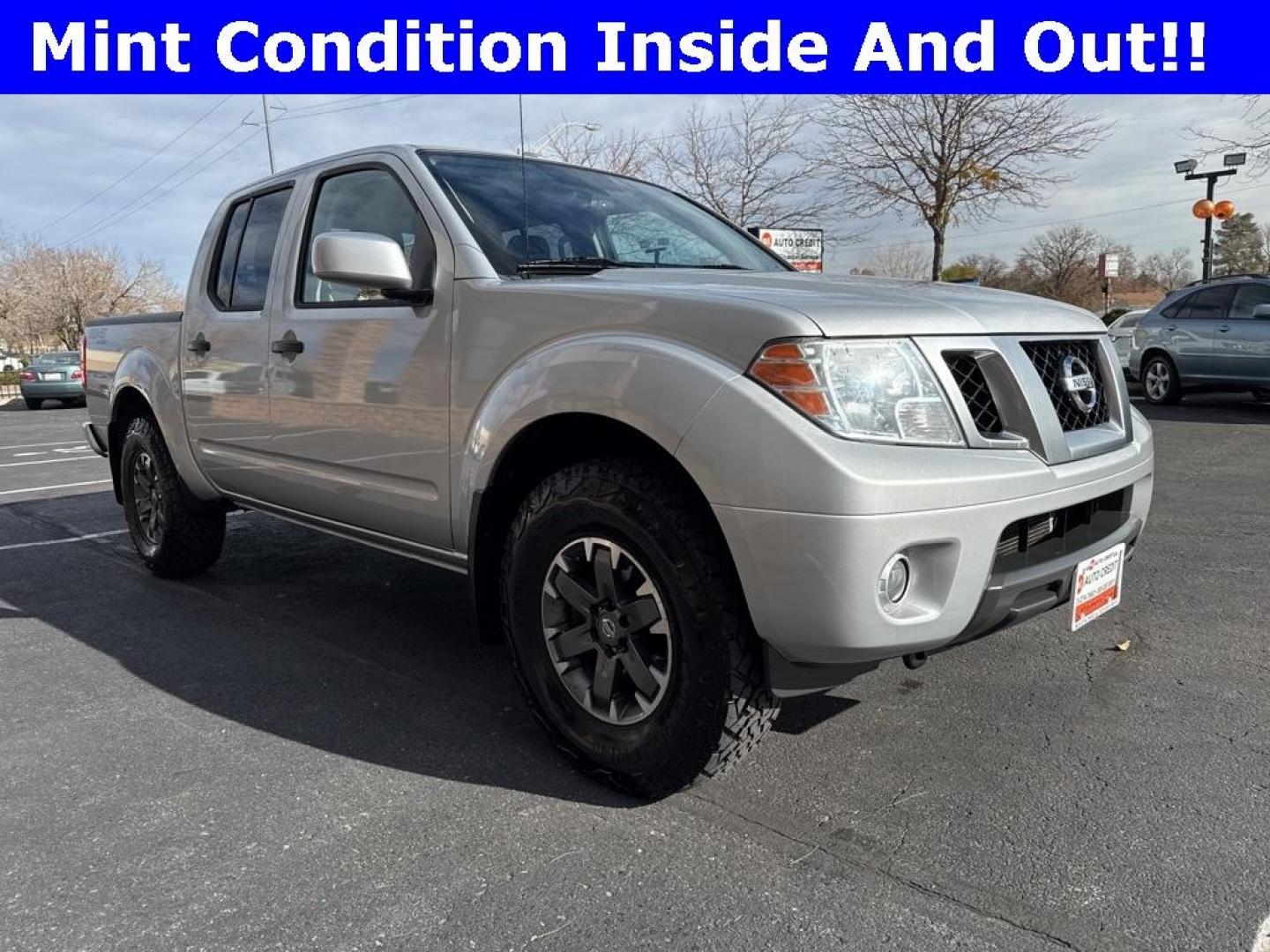 2018 Brilliant Silver /Graphite Nissan Frontier PRO-4X (1N6AD0EVXJN) with an 4.0L V6 DOHC engine, Automatic transmission, located at 8595 Washington St., Thornton, CO, 80229, (303) 287-5511, 39.852348, -104.978447 - 2018 Nissan Frontier PRO -4X 4WD in mint condition inside and out. This non smoker shows no signs of abuse anywhere and is rust free. Clean Colorado title and ready to go!! <br><br>All Cars Have Clean Titles And Are Serviced Before Sale., Clean Carfax, No Accident, Heated Seats, Apple/Android Car Pl - Photo#1