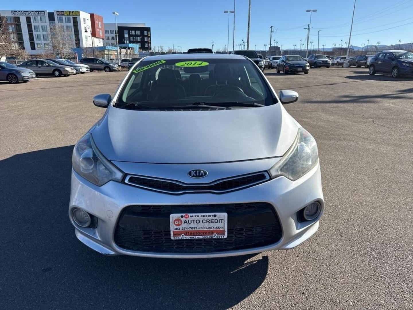 2014 Bright Silver /Black Kia Forte Koup EX (KNAFX6A8XE5) with an 2.0L I4 DOHC CVVT engine, Automatic transmission, located at 8595 Washington St., Thornton, CO, 80229, (303) 287-5511, 39.852348, -104.978447 - 2014 Kia Forte Koup FWD<br><br>D1 Auto NEVER charges dealer fees! All cars have clean titles and have been inspected for mechanical issues. We have financing for everyone. Good credit, bad credit, first time buyers.<br><br>Please call Lakewood Location 303-274-7692 or Thornton 303-287-5511 to schedu - Photo#1