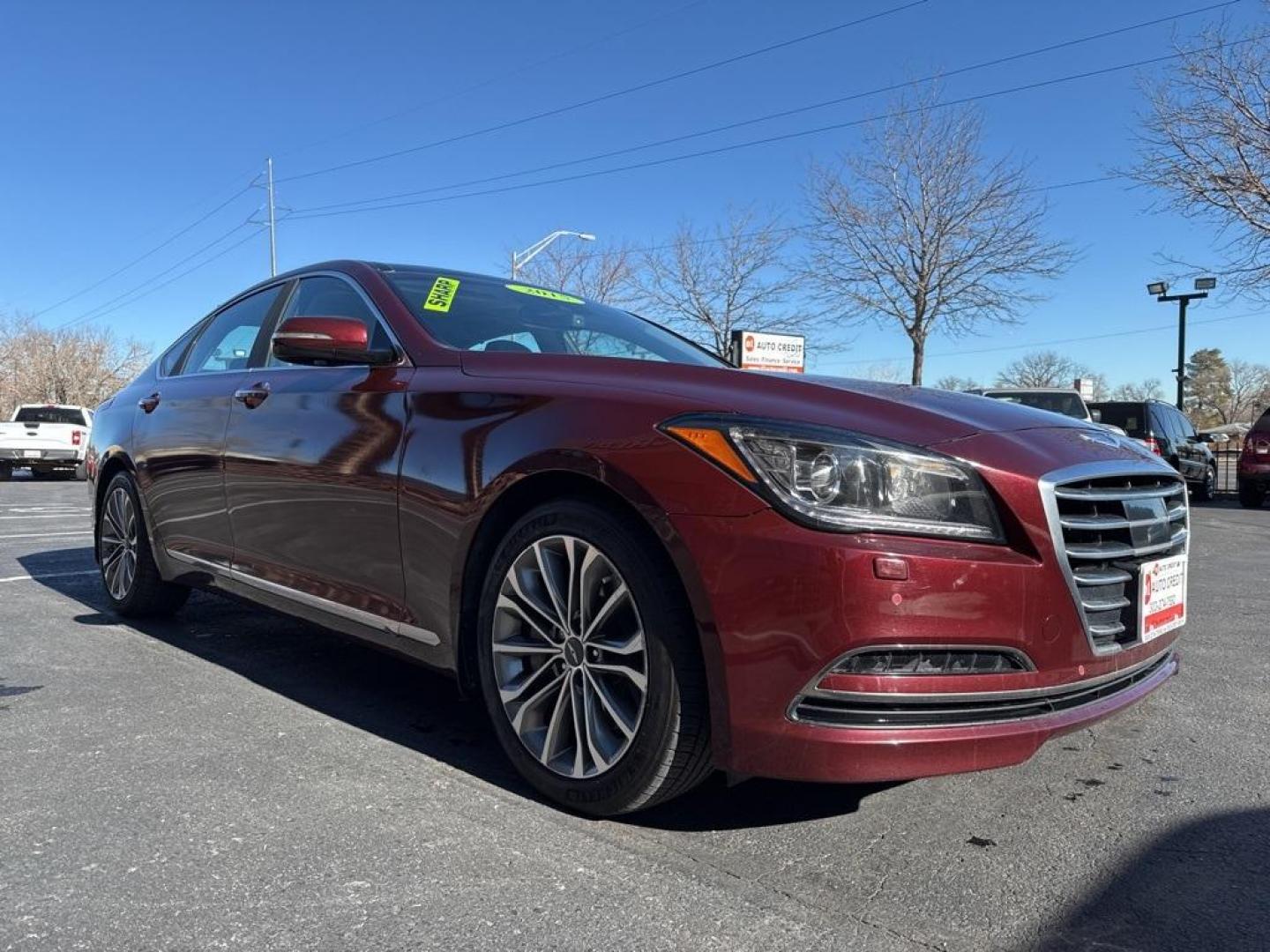 2015 Pamplona Red /Grey Hyundai Genesis 3.8 (KMHGN4JEXFU) with an 3.8L V6 DGI DOHC Dual CVVT engine, Automatic transmission, located at 8595 Washington St., Thornton, CO, 80229, (303) 287-5511, 39.852348, -104.978447 - 2015 Hyundai Genesis AWD Grey Leather.<br><br>D1 Auto NEVER charges dealer fees! All cars have clean titles and have been inspected for mechanical issues. We have financing for everyone. Good credit, bad credit, first time buyers.<br><br>Please call Lakewood Location 303-274-7692 or Thornton 303-287 - Photo#2