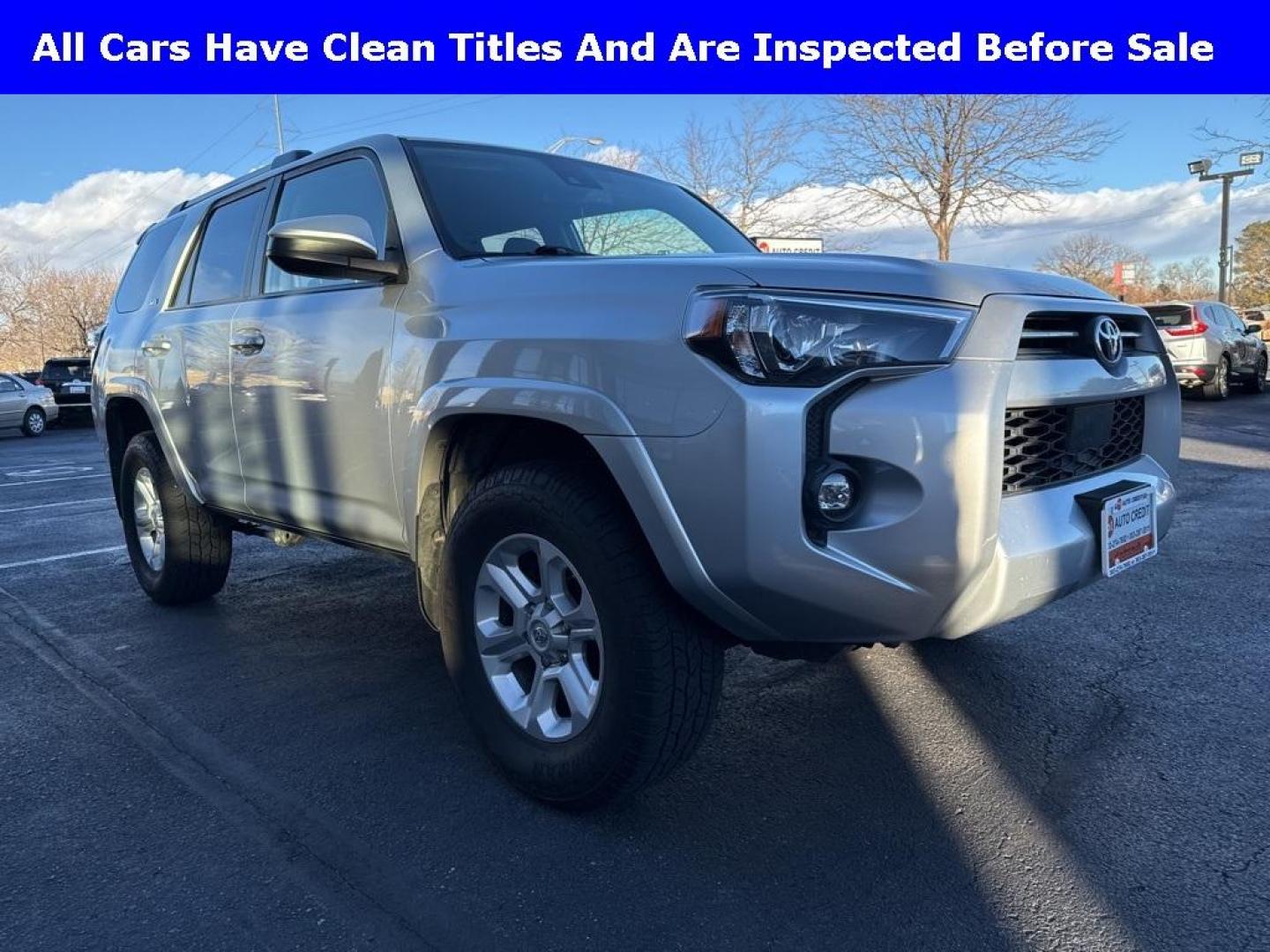 2021 Classic Silver Metallic /Gray Toyota 4Runner SR5 (JTEMU5JR1M5) with an 4.0L V6 SMPI DOHC engine, Automatic transmission, located at 8595 Washington St., Thornton, CO, 80229, (303) 287-5511, 39.852348, -104.978447 - 2021 Toyota 4Runner SR5 4WD With 3rd Row Seating!! No accidents and has a clean title. Well maintained and loaded with, Apple/ Android Carplay, backup camera, 3 rows of seating, power seat and more. <br><br> All Cars Have Clean Titles And Are Serviced Before Sale., Clean Carfax, No Accident, Apple/ - Photo#2