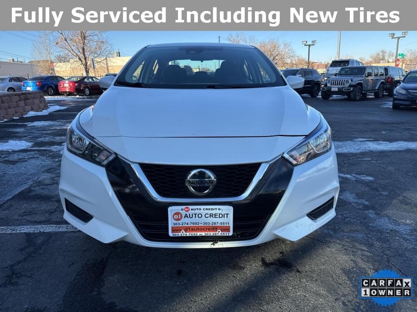 2022 Aspen White Tricoat /Graphite Nissan Versa 1.6 SV (3N1CN8EV9NL) with an 1.6L 4-Cylinder DOHC 16V engine, CVT transmission, located at 10890 W. Colfax Ave., Lakewood, CO, 80215, (303) 274-7692, 39.739914, -105.120132 - 2022 Nissan Versa CARFAX One-Owner.... All Cars Have Clean Titles And Are Serviced Before Sale., CarfaxOne Owner, No Accidents, Apple/Android Car Play, All Books and Keys, New Tires, Blind Spot Monitoring, Backup Camera, Non Smoker, No Pet Odor Or Hair, 1.6L 4-Cylinder DOHC 16V, FWD.<br><br>D1 Auto - Photo#1