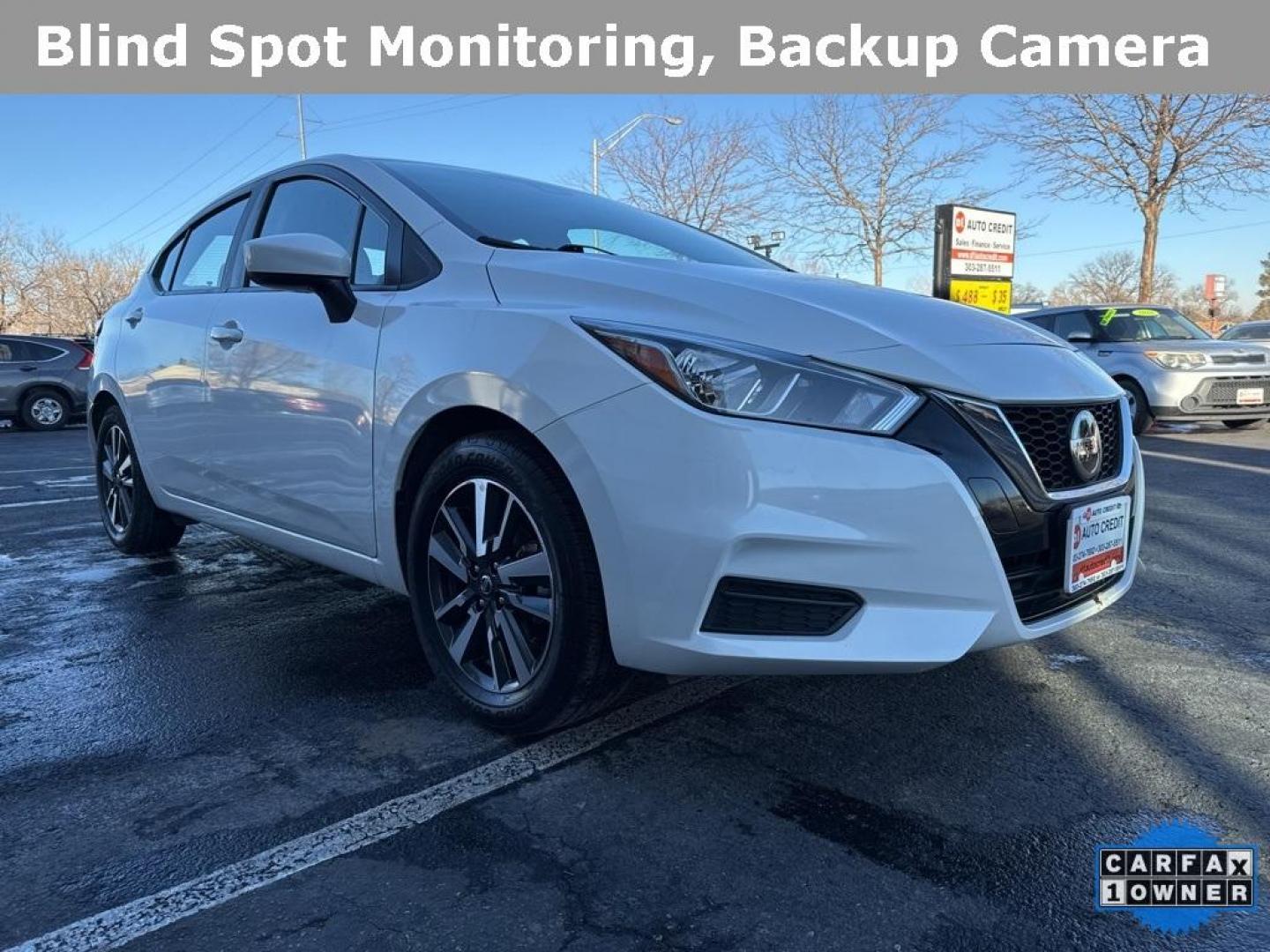 2022 Aspen White Tricoat /Graphite Nissan Versa 1.6 SV (3N1CN8EV9NL) with an 1.6L 4-Cylinder DOHC 16V engine, CVT transmission, located at 10890 W. Colfax Ave., Lakewood, CO, 80215, (303) 274-7692, 39.739914, -105.120132 - 2022 Nissan Versa CARFAX One-Owner.... All Cars Have Clean Titles And Are Serviced Before Sale., CarfaxOne Owner, No Accidents, Apple/Android Car Play, All Books and Keys, New Tires, Blind Spot Monitoring, Backup Camera, Non Smoker, No Pet Odor Or Hair, 1.6L 4-Cylinder DOHC 16V, FWD.<br><br>D1 Auto - Photo#2