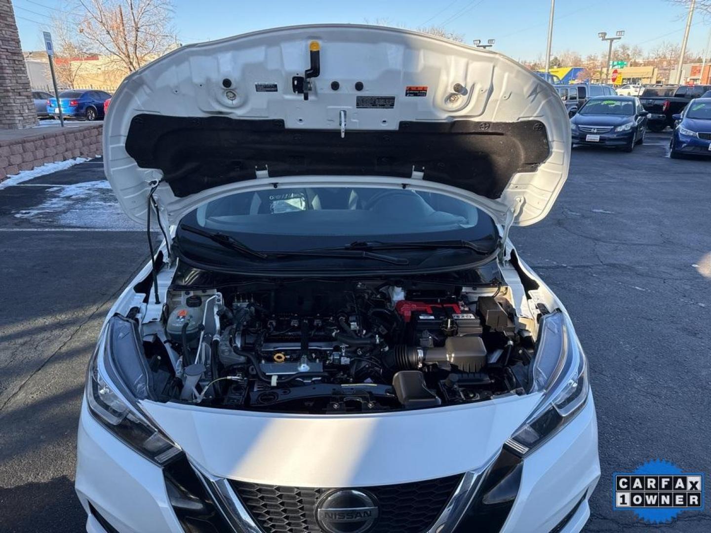 2022 Aspen White Tricoat /Graphite Nissan Versa 1.6 SV (3N1CN8EV9NL) with an 1.6L 4-Cylinder DOHC 16V engine, CVT transmission, located at 10890 W. Colfax Ave., Lakewood, CO, 80215, (303) 274-7692, 39.739914, -105.120132 - 2022 Nissan Versa CARFAX One-Owner.... All Cars Have Clean Titles And Are Serviced Before Sale., CarfaxOne Owner, No Accidents, Apple/Android Car Play, All Books and Keys, New Tires, Blind Spot Monitoring, Backup Camera, Non Smoker, No Pet Odor Or Hair, 1.6L 4-Cylinder DOHC 16V, FWD.<br><br>D1 Auto - Photo#32