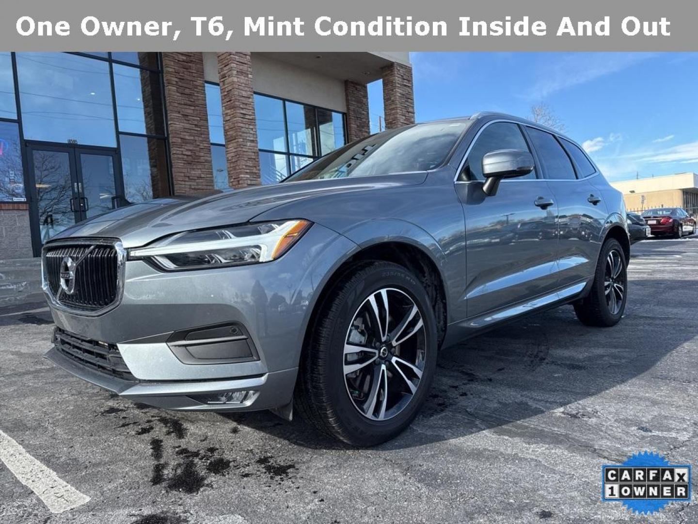 2021 Bright Silver Metallic /Maroon Brown Volvo XC60 T6 Momentum (YV4A22RK5M1) with an I4 Supercharged engine, Automatic transmission, located at 8595 Washington St., Thornton, CO, 80229, (303) 287-5511, 39.852348, -104.978447 - 2021 Volvo XC60 CARFAX One-Owner with regular service on Carfax. T6 engine producing 316 horsepower and equiped with Climate and Premium package. Loaded with hetaed front and rear seats, heated steering wheel, blind spot montoring, collision avoidance and mitigation. Apple/Android Carplay, Panoramic - Photo#0